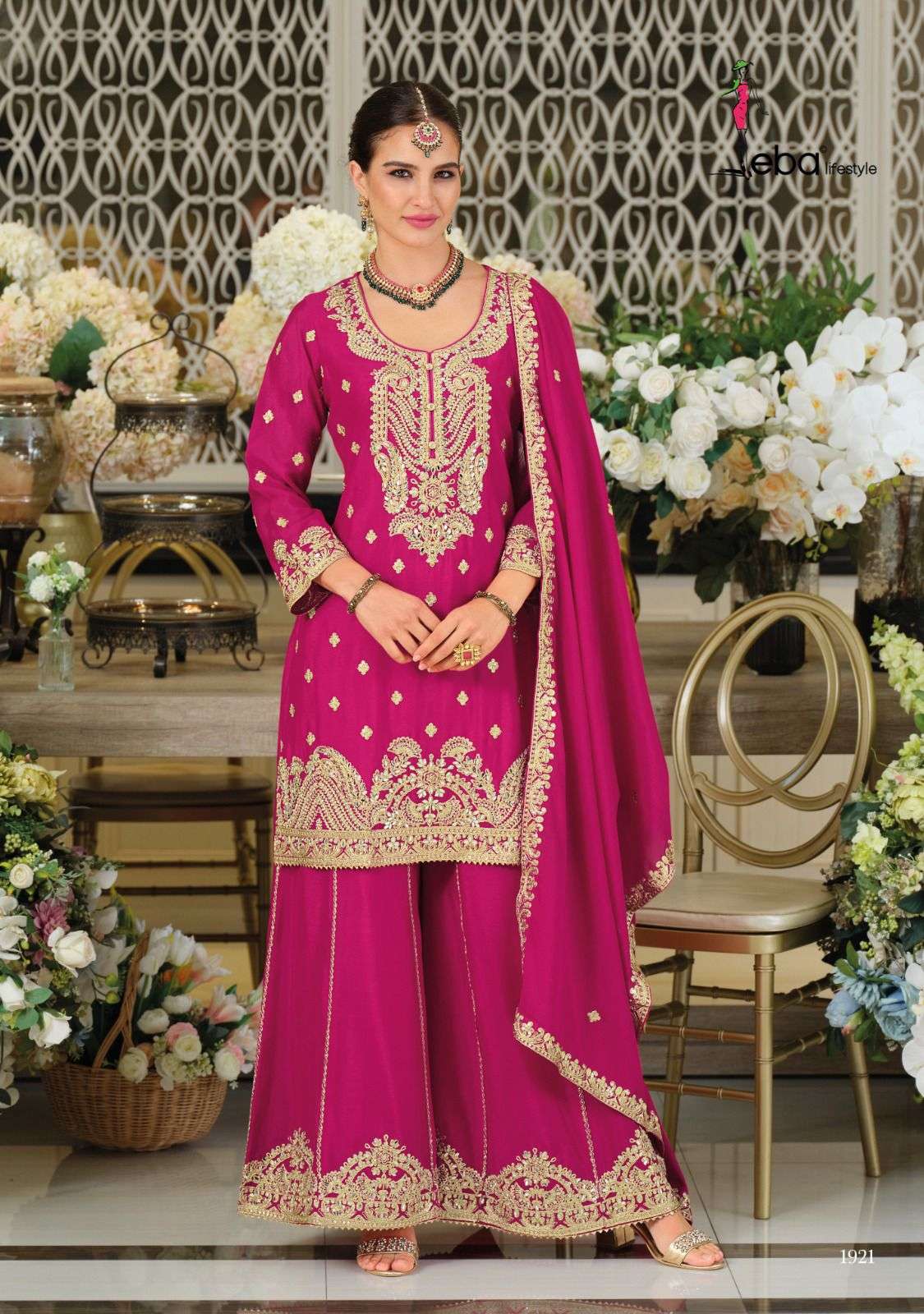 EBA LIFESTYLE AFROZEH 1920 TO 1922 SERIES PURE CHINON EMBROIDERY DRESSES-00289