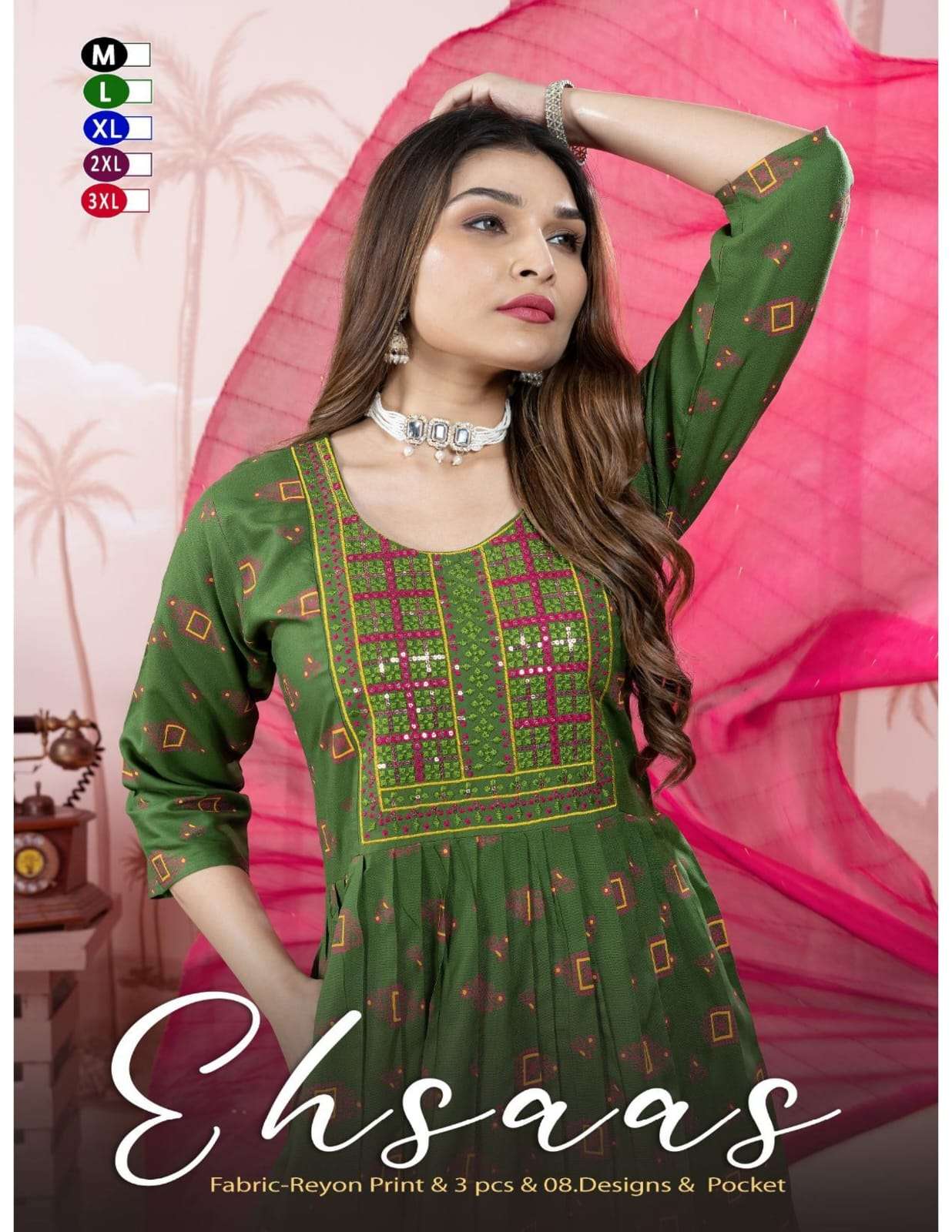 EHSAAS BY ASLIWHOLESALE DESIGNER PURE RAYON PRINTED DRESSES-00093