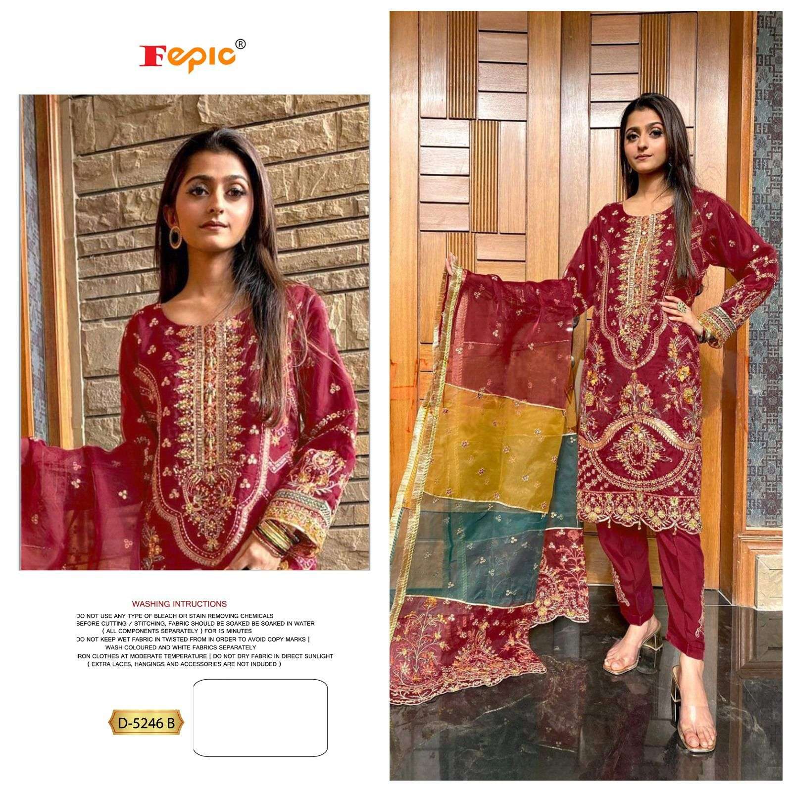 FEPIC ROSEMEEN D-5246 PURE ORGANZA EMBROIDERY PAKISTANI DRESS-00201