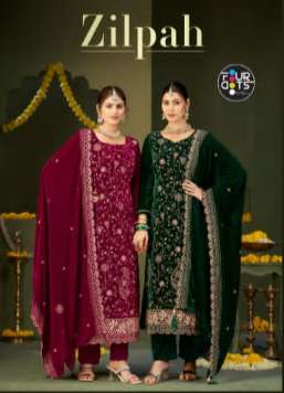 FOUR DOTS ZILPAH 7081 TO 7084 SERIES PURE 9000 VELVET EMBROIDERY PAKISTANI DRESSES-00402