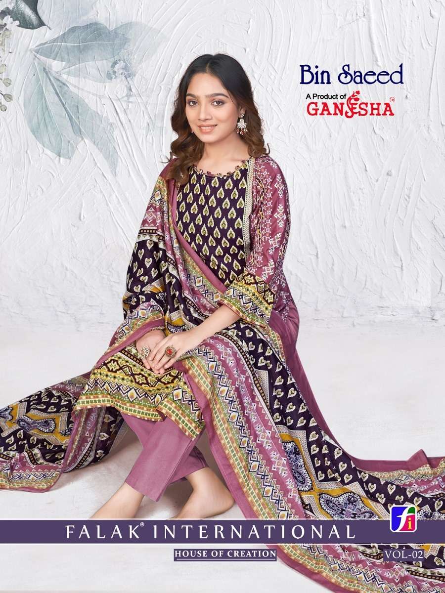GANESHA BIN SAEED VOL-2 2007 TO 2014 SERIES PURE COTTON PRINTED DRESSES-00015