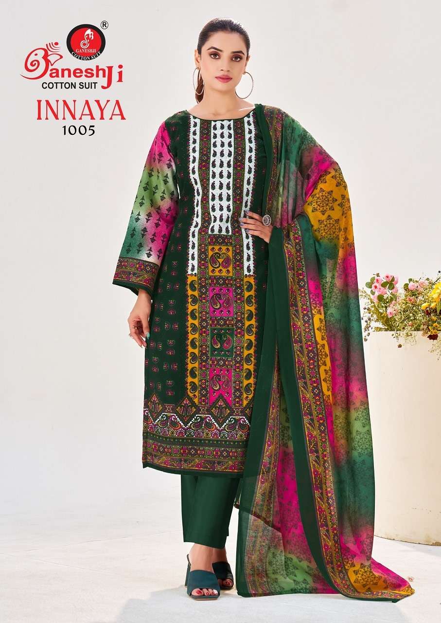 GANESHJI INNAYA VOL-1 1001 TO 1008 SERIES PURE COTTON PRINTED DRESSES-00015