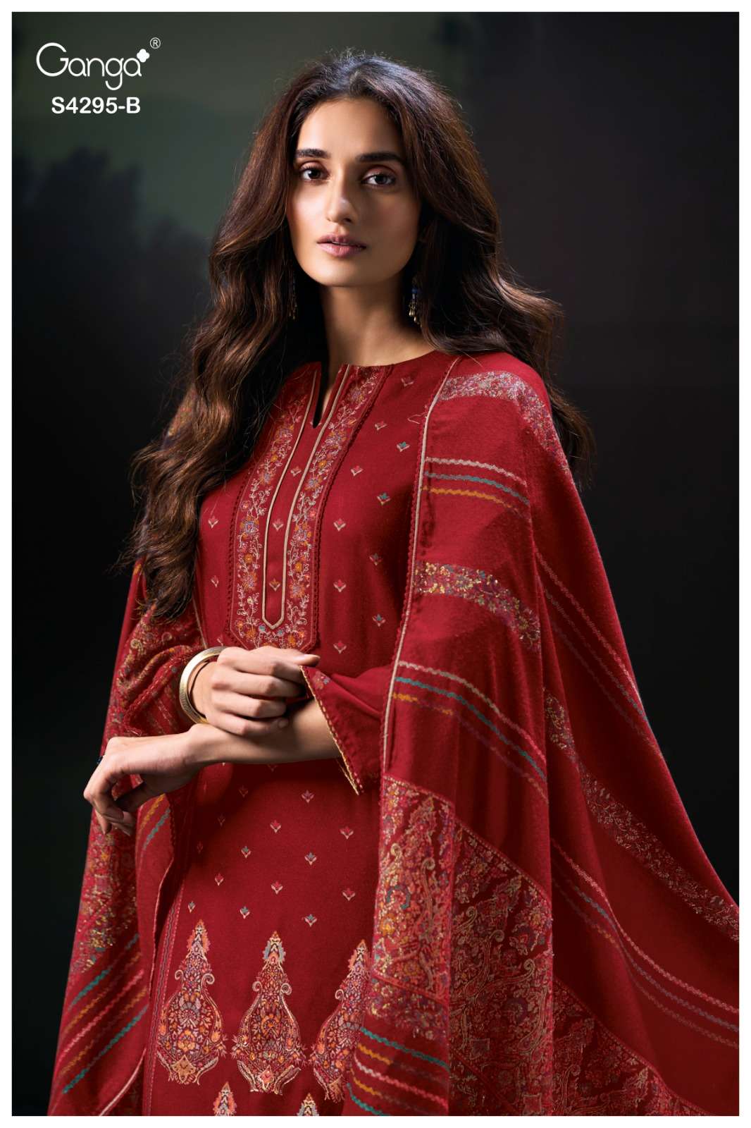 GANGA FASHION SHRAYA  S-4295 PURE PASHMINA PRINTED DRESSE-00402
