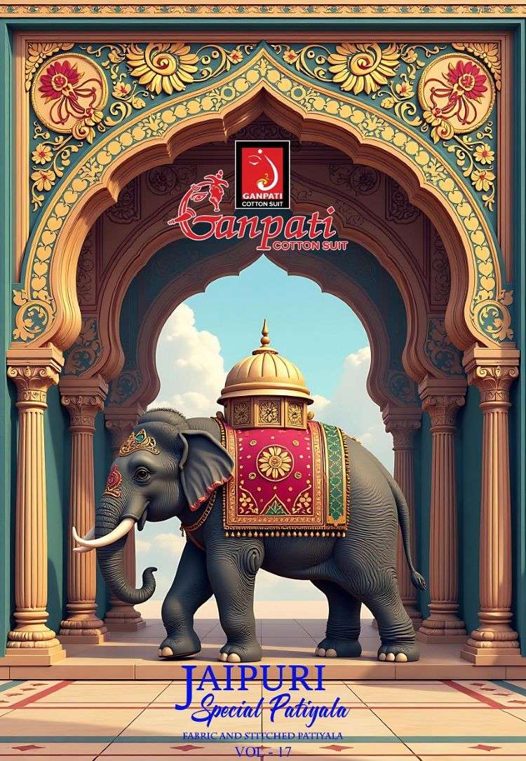 GANPATI JAIPURI PATIYALA VOL-17 341 TO 355 SERIES PURE COTTON PRINTED DRESSES-00015