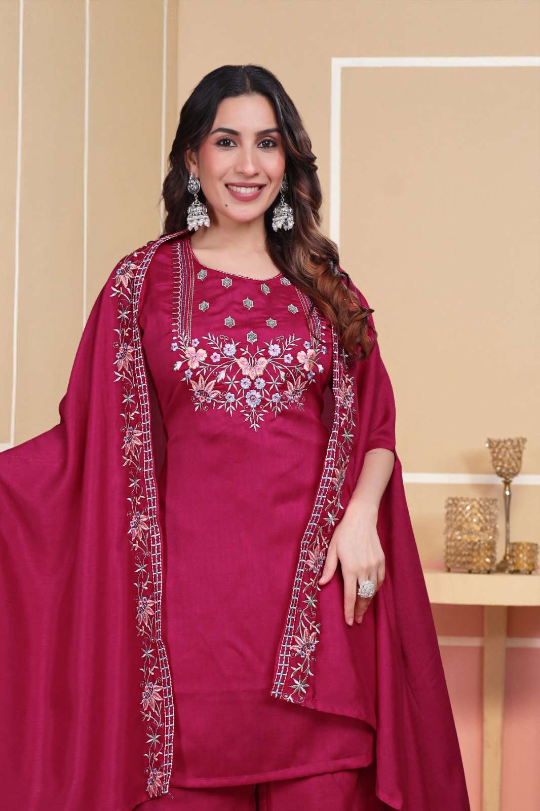 GORGEOUS BY ASLIWHOLESALE DESIGNER PURE VICHITRA SILK EMBROIDERY DRESSES-00249