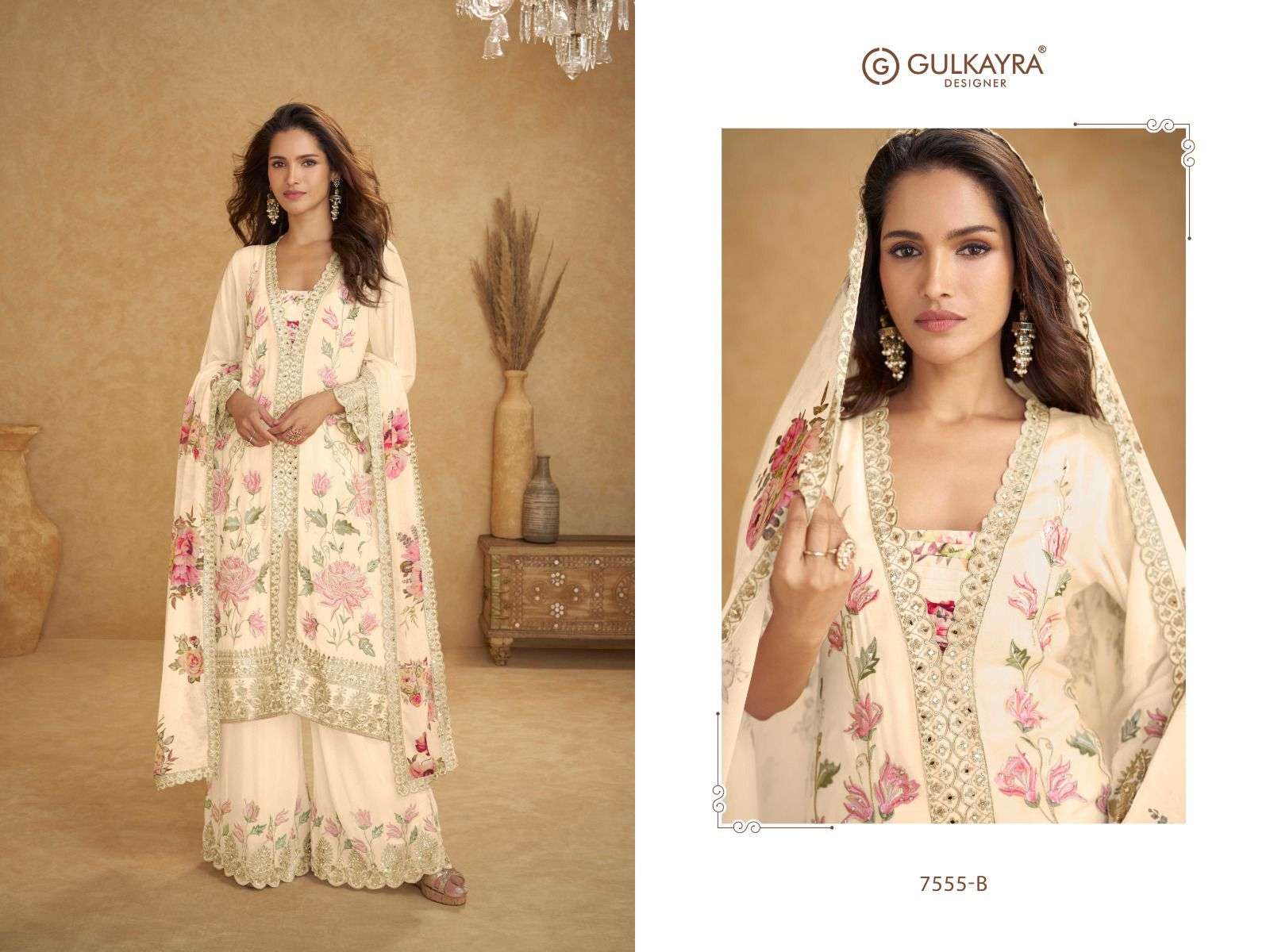 GULKAYRA INAYAT 7555-A TO 7555-B SERIES PURE CHINON EMBROIDERY DRESSES-00028