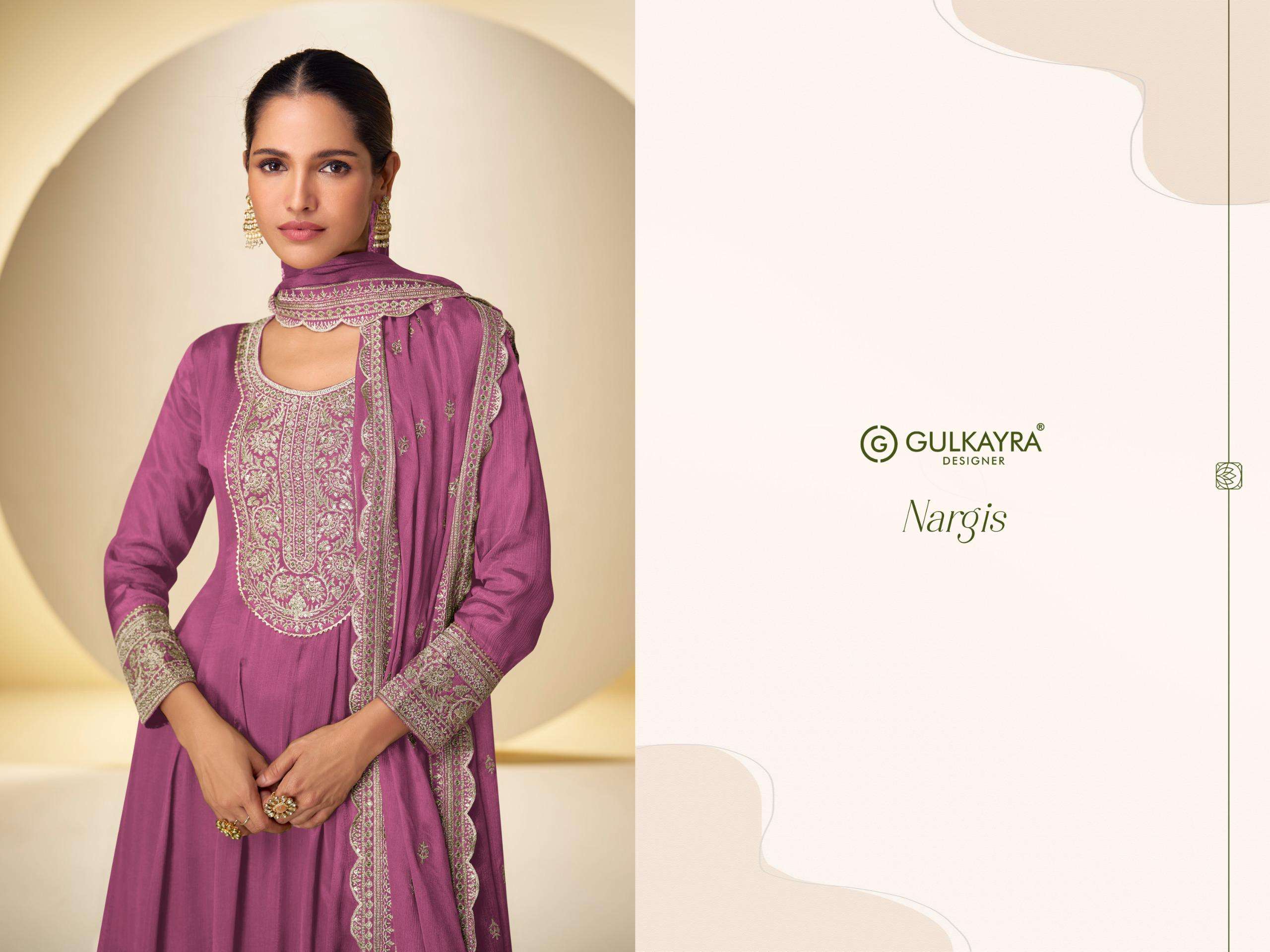 GULKAYRA NARGIS 7569-A TO 7569-D SERIES PURE CHINON EMBROIDERY DRESSES-00150
