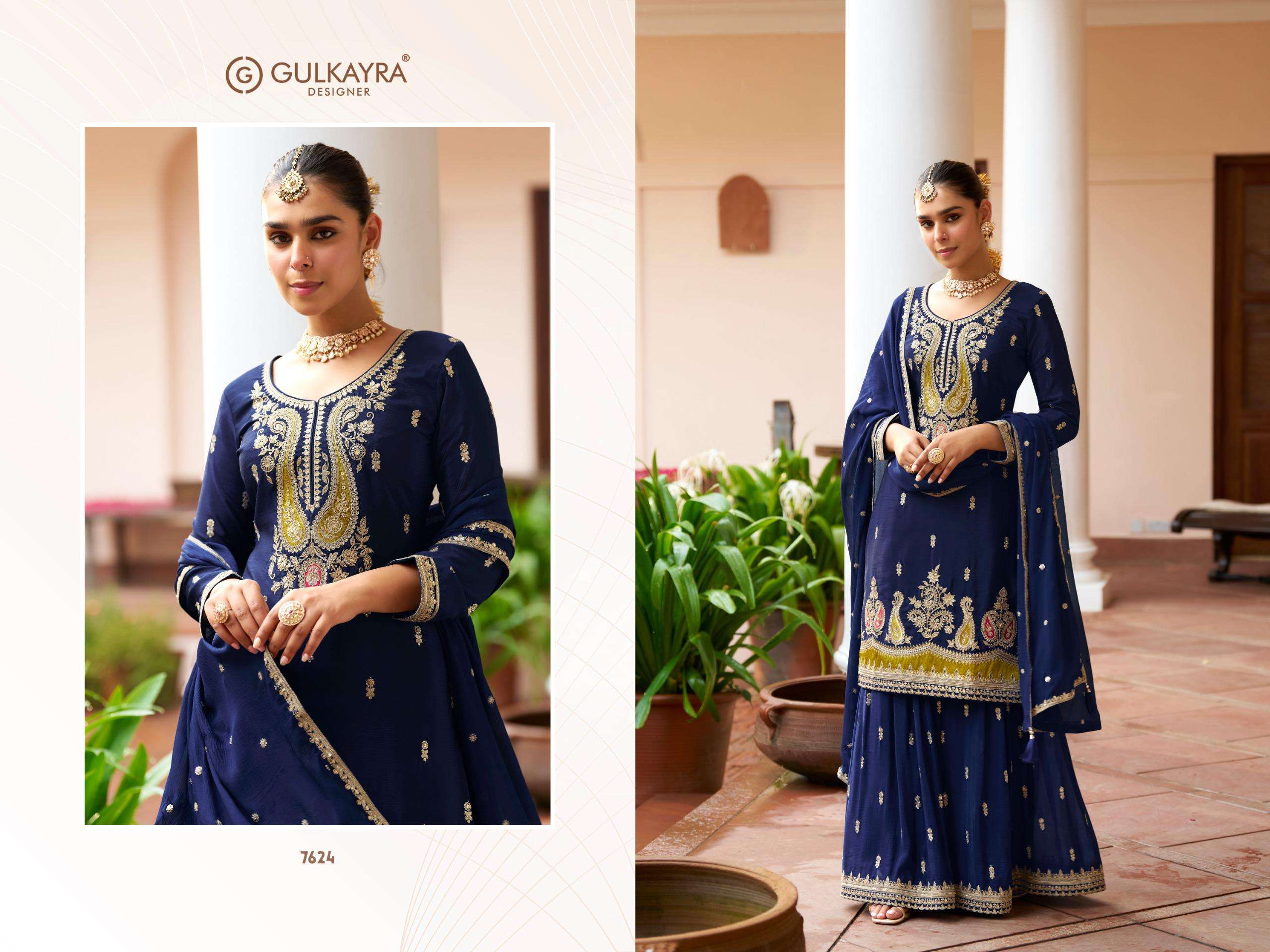 GULKAYRA VARNIKA 7622 TO 7624 SERIES PURE CHINON EMBROIDERY DRESSES-00150