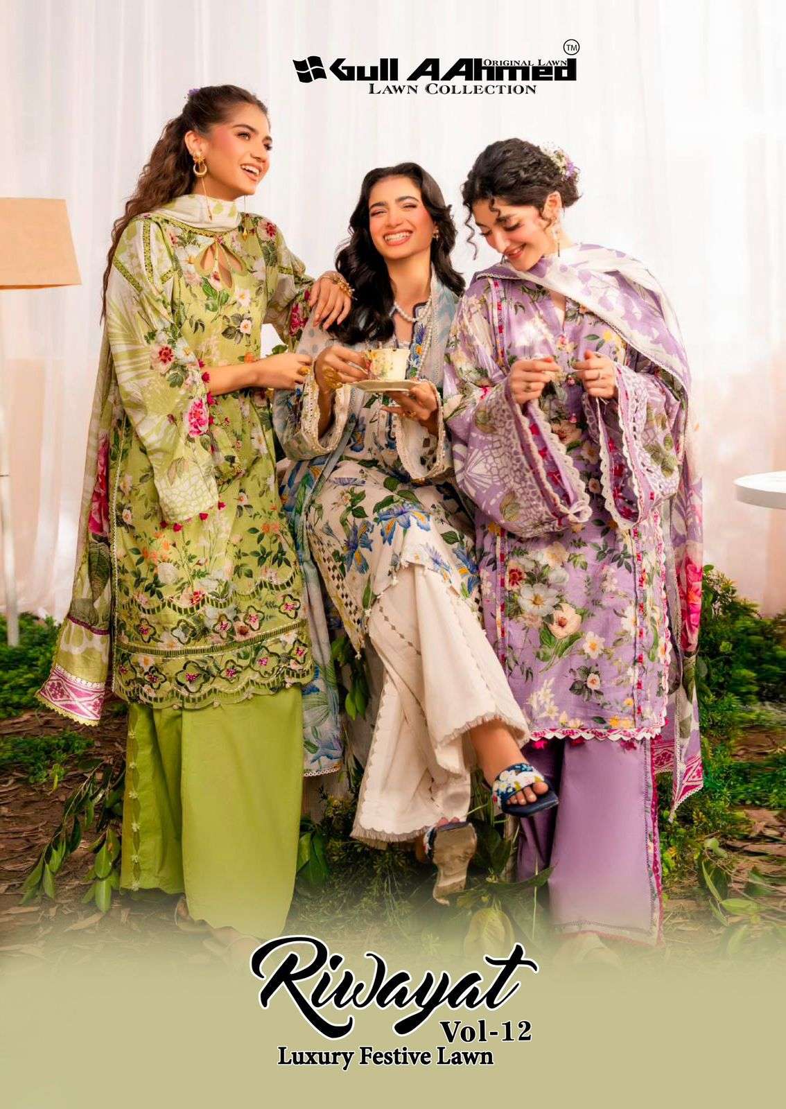 GULLAAHMED RIWAYAT VOL-12 1201 TO 1206 SERIES PURE CAMBRIC PAKISTANI DERESSES-00062