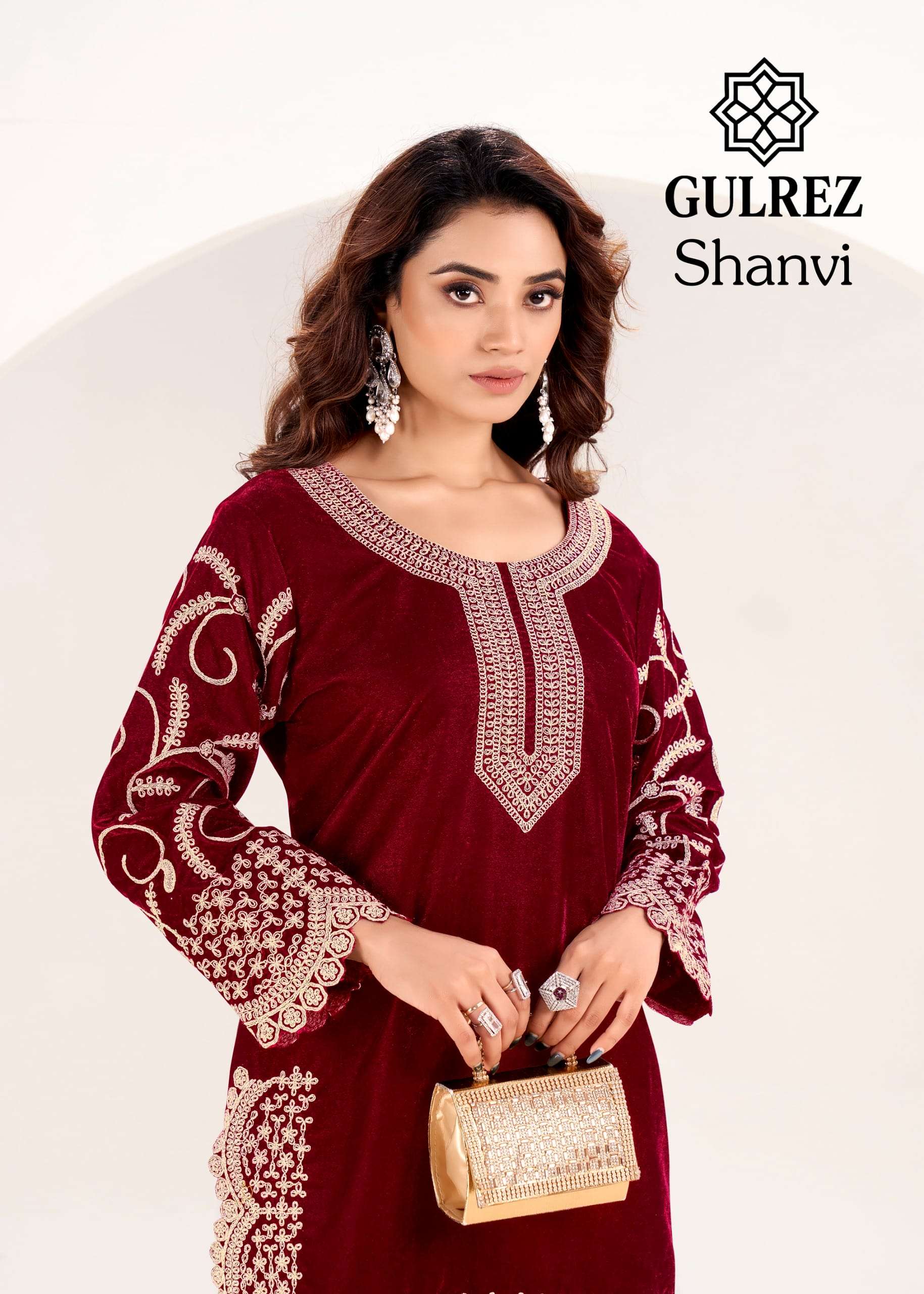 GULREZ SHANVI PURE VELVET EMBROIDERY DRESSES-00011
