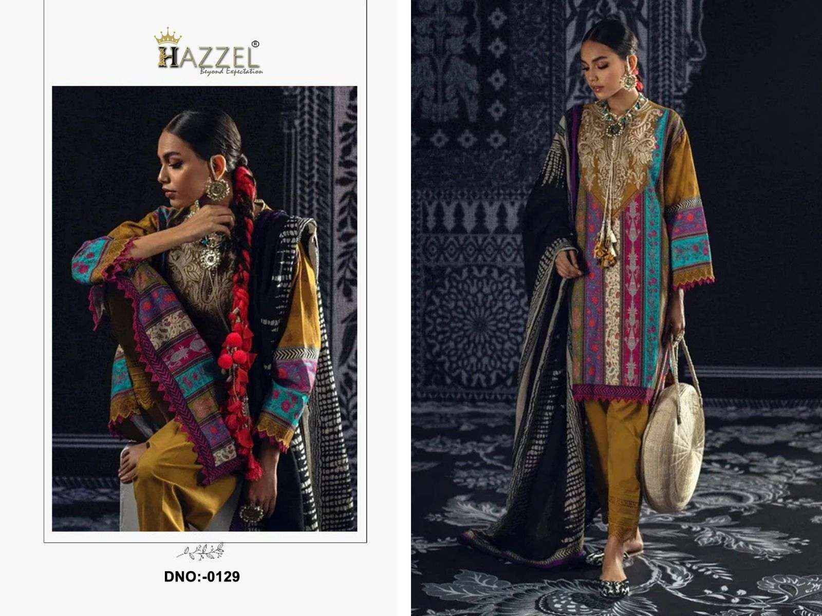 HAZZEL 0129 PURE COTTON EMBROIDERY PAKISTANI DRESS-00062