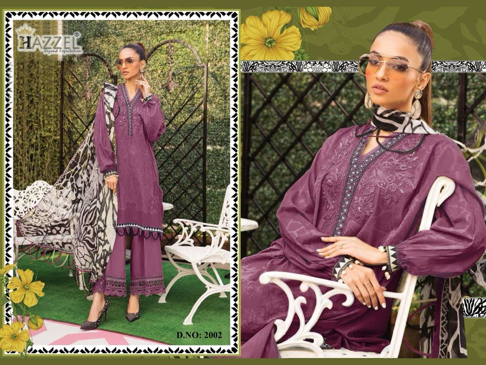 HAZZEL 046 PURE COTTON PRINTED EMBROIDERY PAKISTANI DRESS-00062