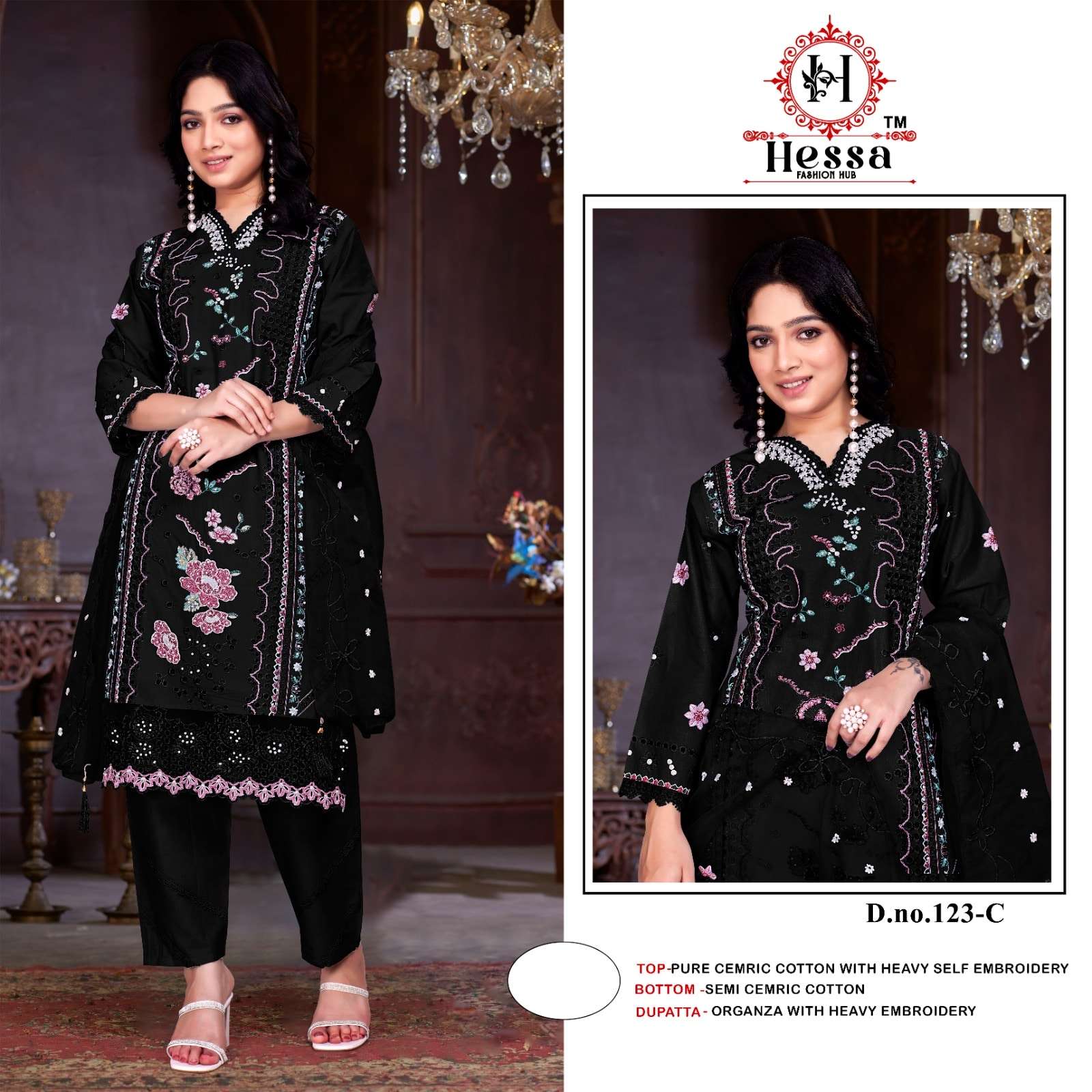 HESSA 123 COLOUR A TO D SERIES PURE COTTON EMBROIDERY PAKISTANI DRESSES-00310