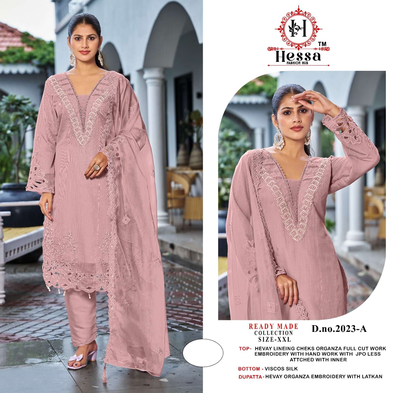 HESSA 2023 COLOUR A TO D SERIES PURE ORGANZA EMBROIDERY PAKISTANI DRESSES-00310
