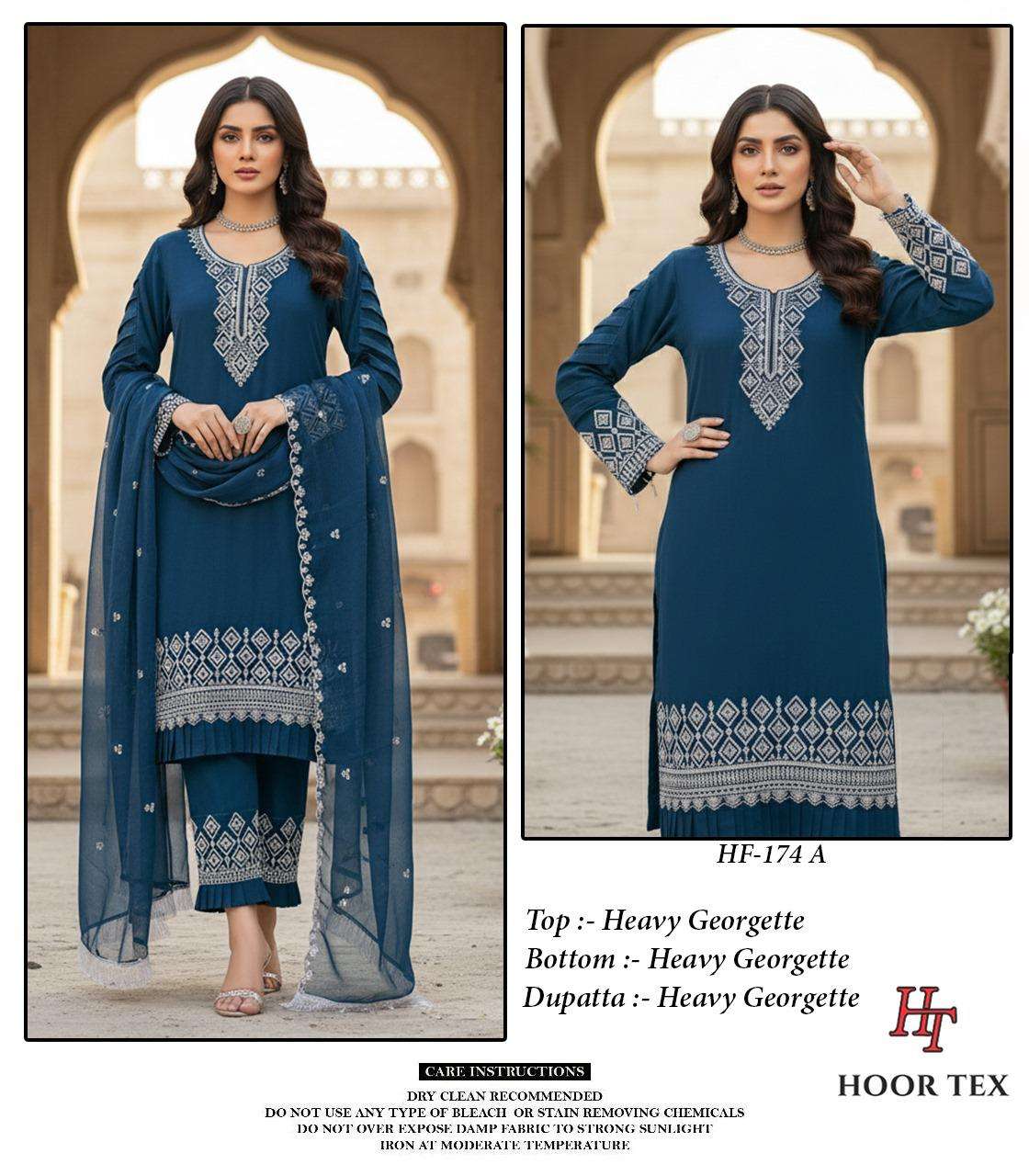 HOOR TEX HF-174 A TO D SERIES PURE GEORGETTE EMBROIDERY PAKISTANI DRESSES-00020