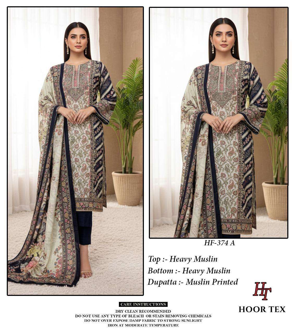 HOOR TEX HF-374 A TO F SERIES PURE MUSLIN EMBROIDERY PAKISTANI DRESSES-00020