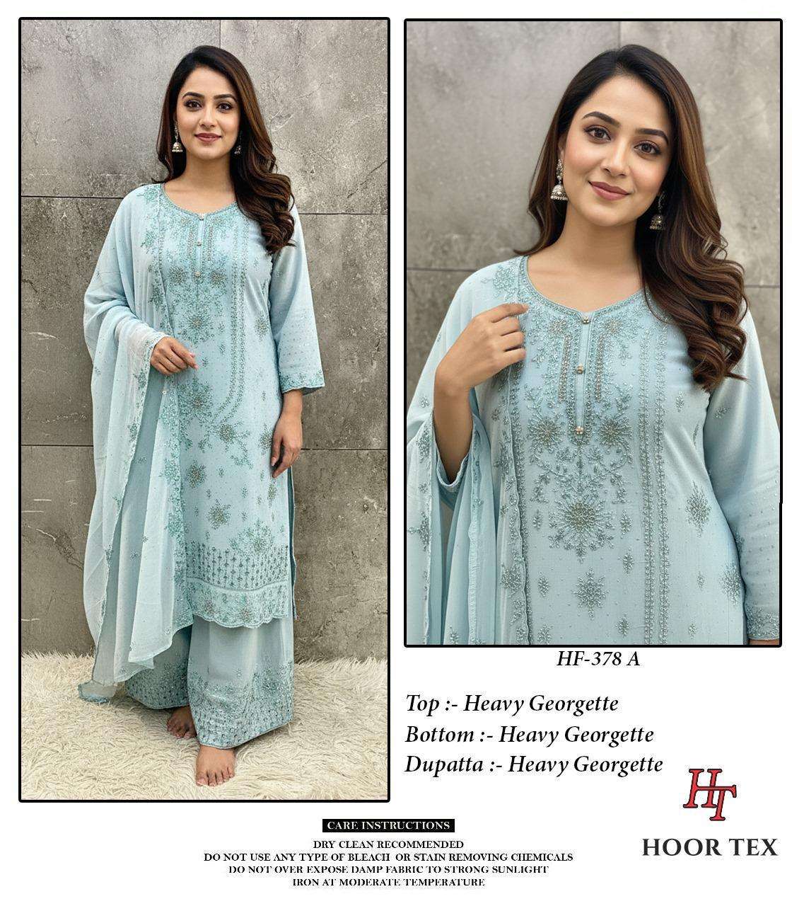 HOOR TEX HF-378 SERIES PURE GEORGETTE EMBROIDERY DRESSES-00020