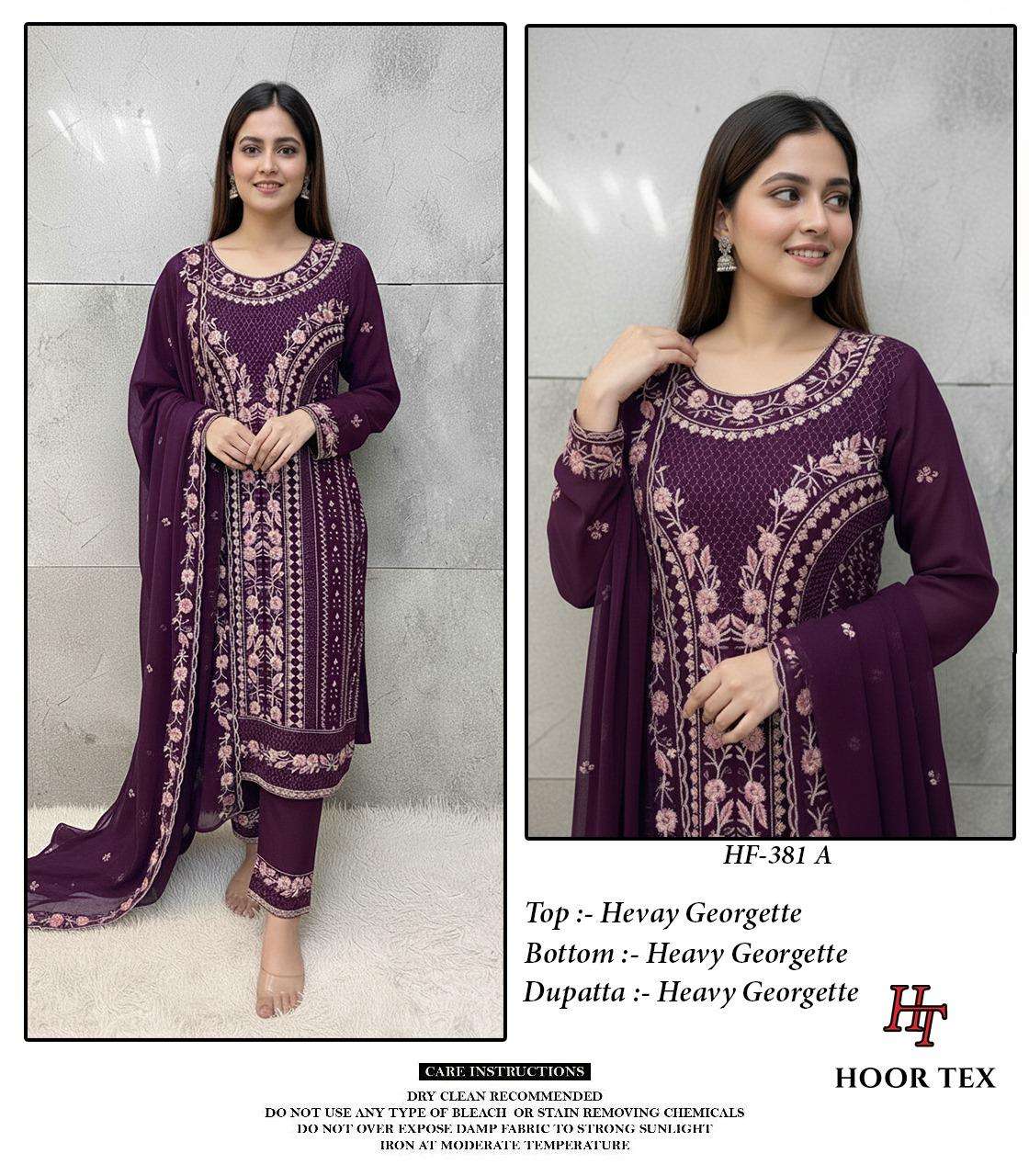 HOOR TEX HF-381 A TO D SERIES PURE HEAVY GEORGETTE EMBROIDERY DRESSES-00020