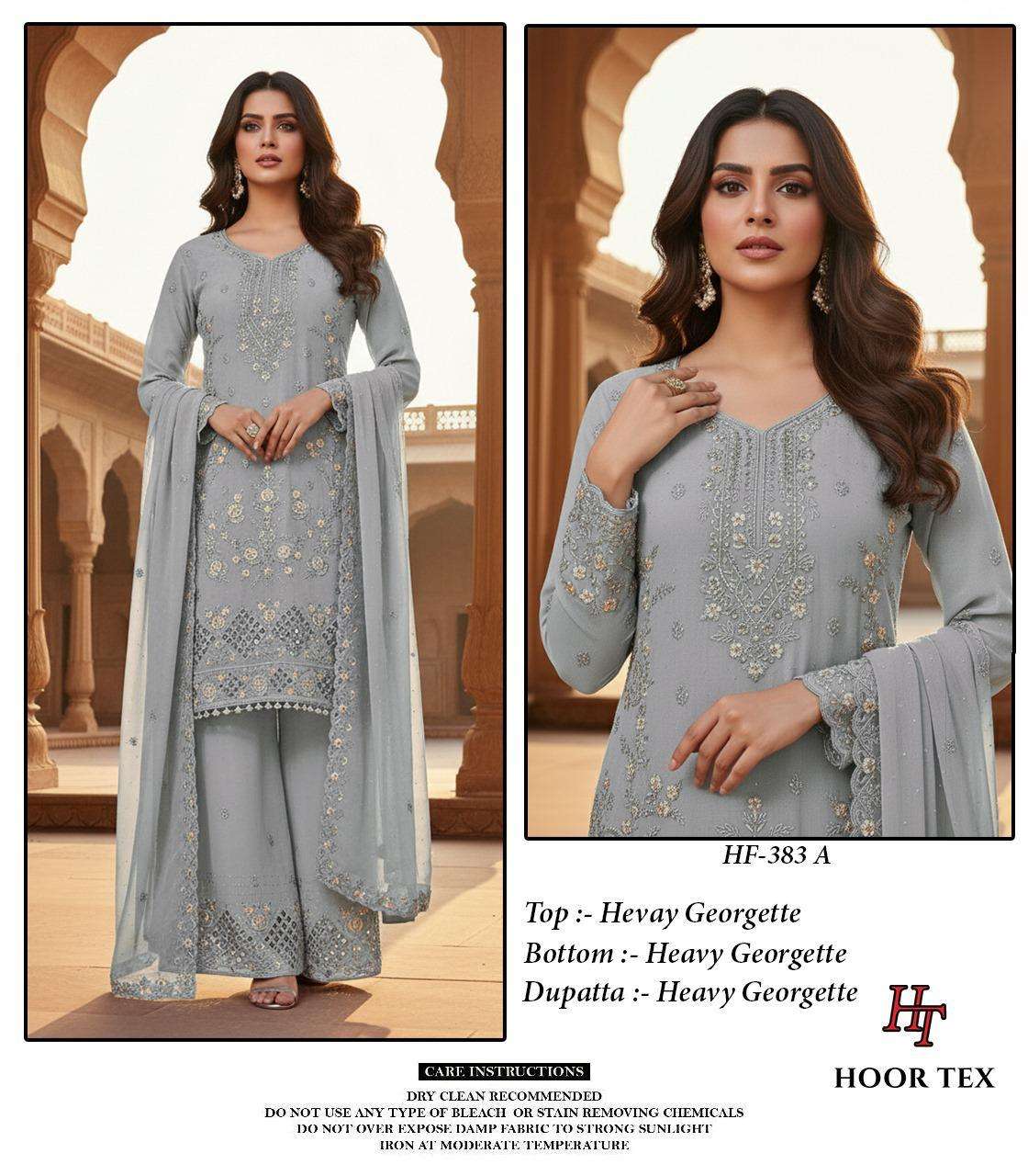 HOOR TEX HF-383 A TO D SERIES PURE HEAVY GEORGETTE EMBROIDERY DRESSES-00020