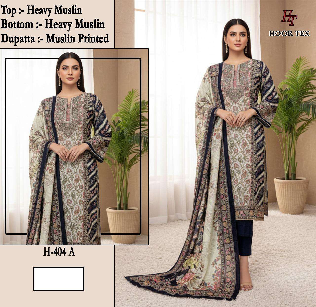 HOOR TEX HF-404 SERIES PURE MUSLIN PRINTED DRESSES-00020