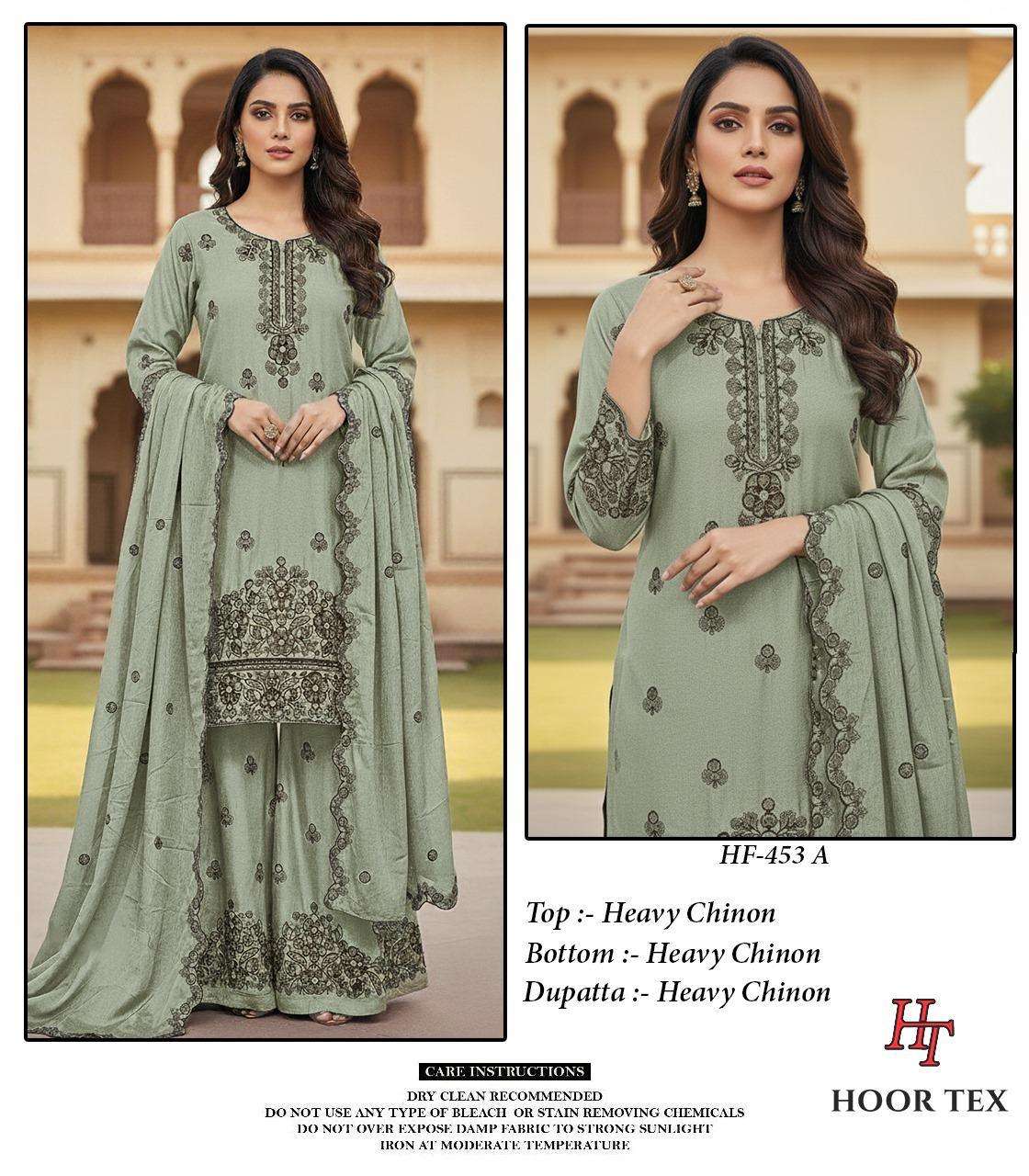 HOOR TEX HF-453 A TO D SERIES PURE CHINON EMBROIDERY PAKISTANI DRESSES-00020