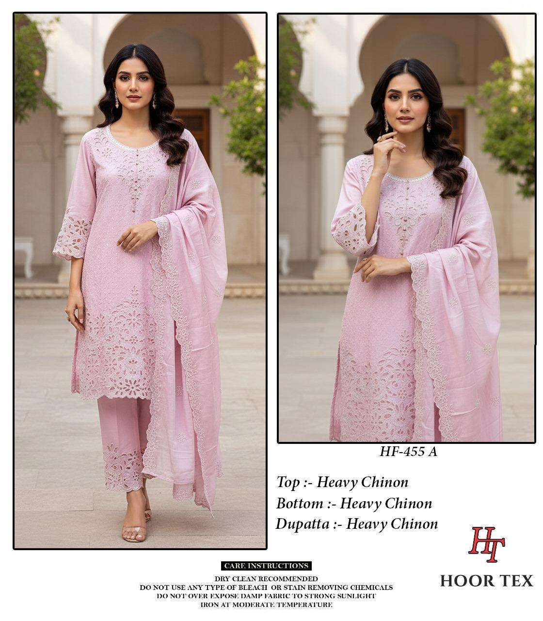 HOOR TEX HF-455 A TO D SERIES PURE CHINON EMBROIDERY PAKISTANI DRESSES-00020