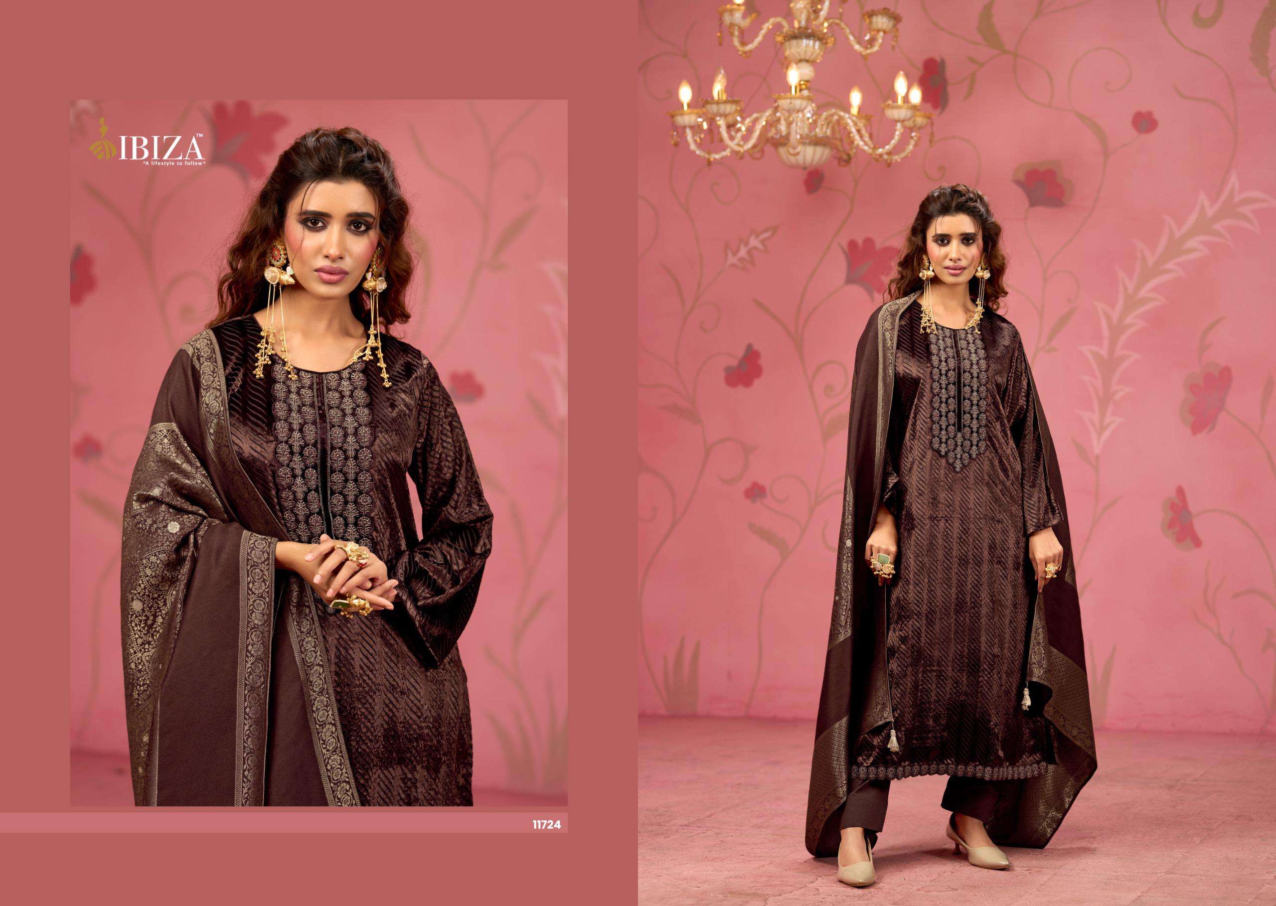 IBIZA KASHVI 11721 TO 11724 SERIES PURE VELVET EMBROIDERY PAKISTANI DRESSES-00402
