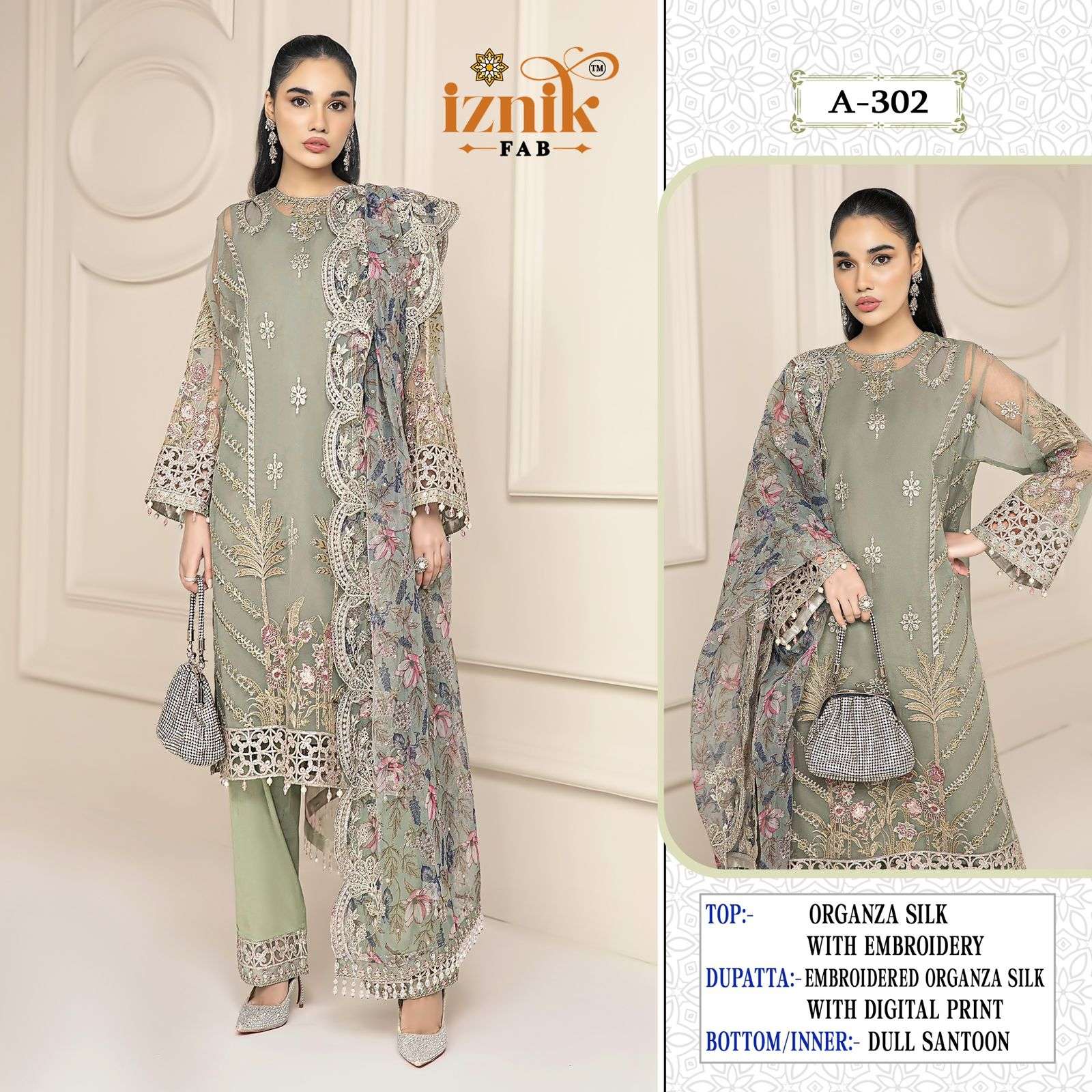 IZNIK FAB 302 SERIES PURE ORGANZA EMBROIDERY DRESSES-00201