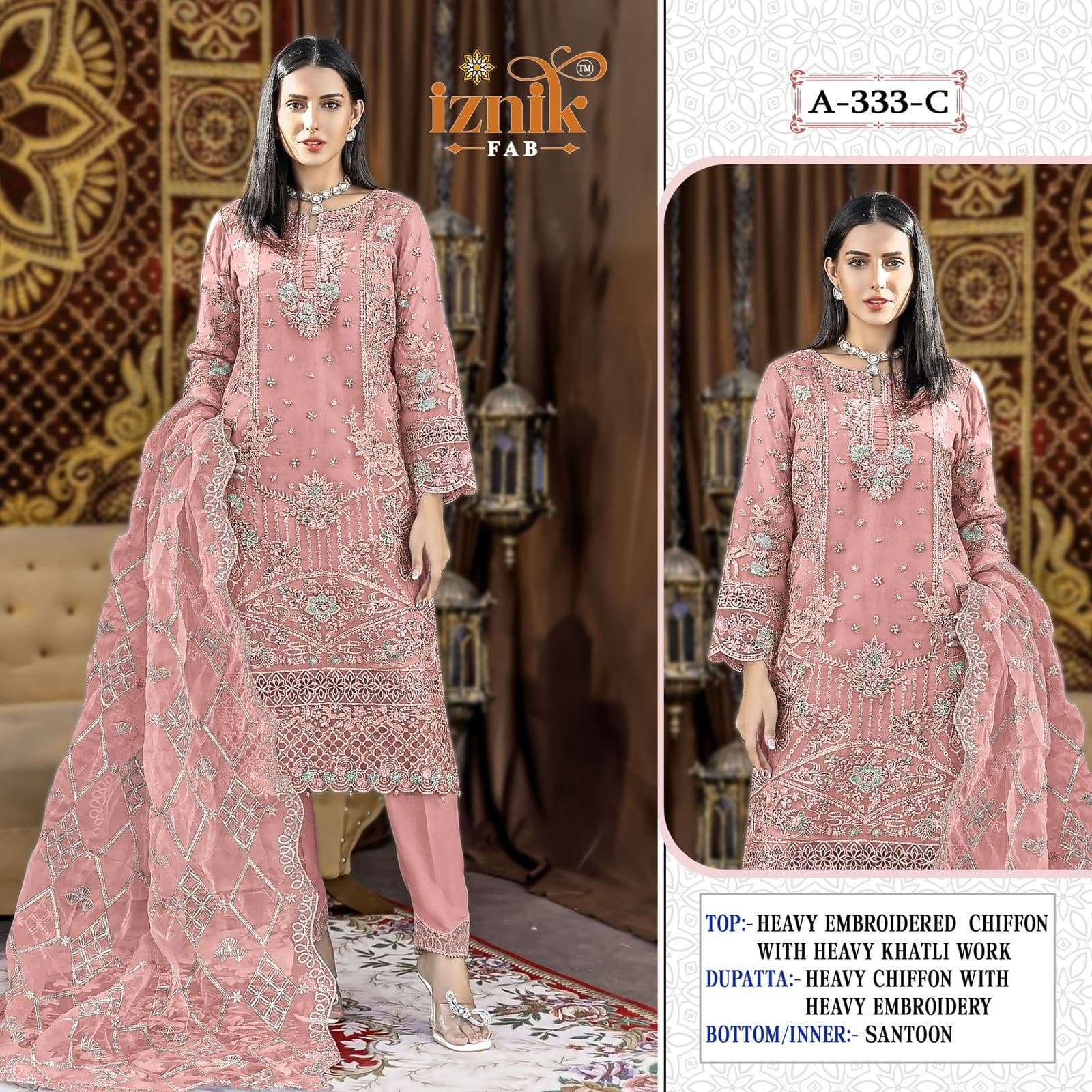 IZNIK FAB A-333 PURE CHIFFON EMBROIDERY PAKISTANI DRESSES-00201