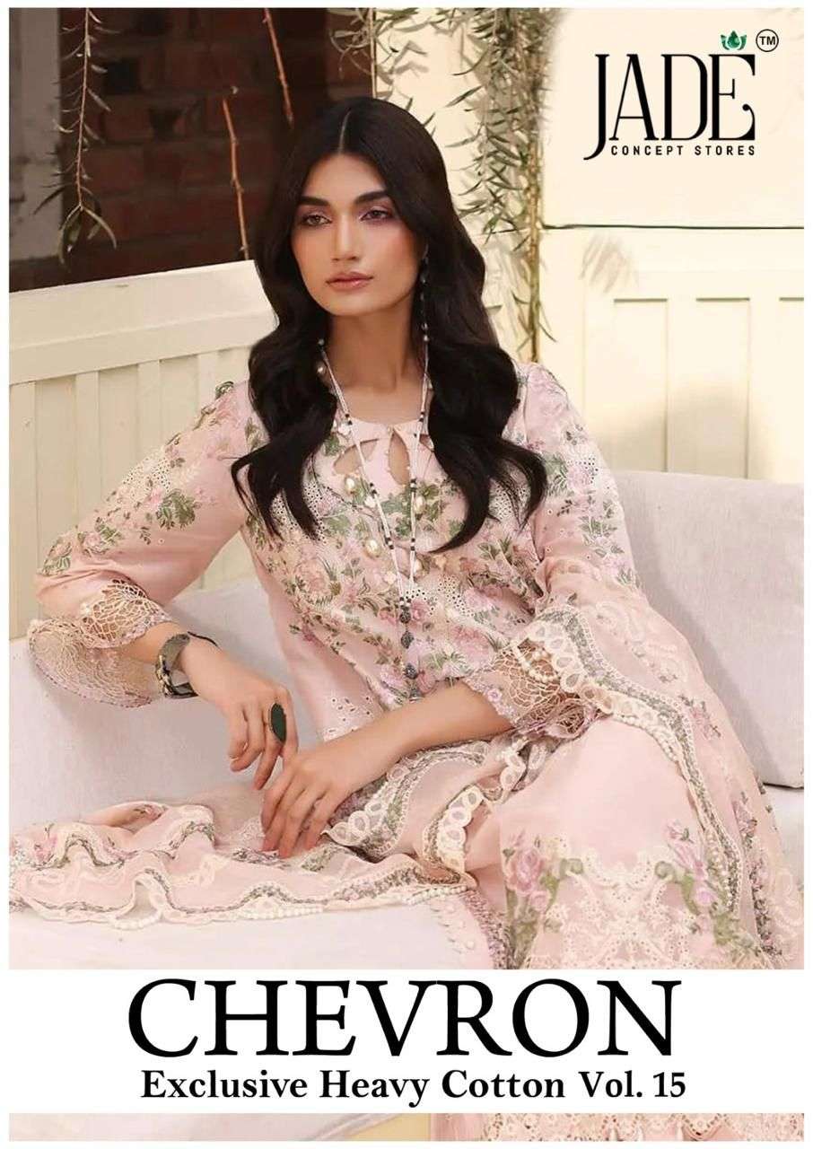 JADE CHEVRON EXCLUSIVE VOL-15 141 TO 146 SERIES PURE COTTON PRINTED PAKISTANI DRESSES-00062
