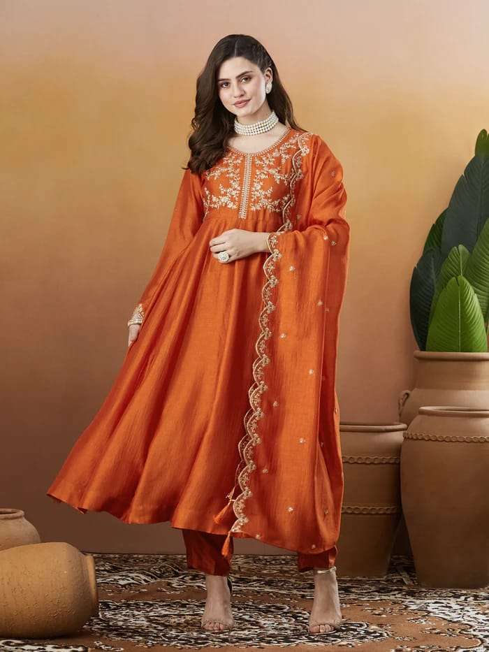 JANVI-3 BY ASLIWHOLESALE DESIGNER PURE VICHITRA SILK EMBROIDERY DRESSES-00264