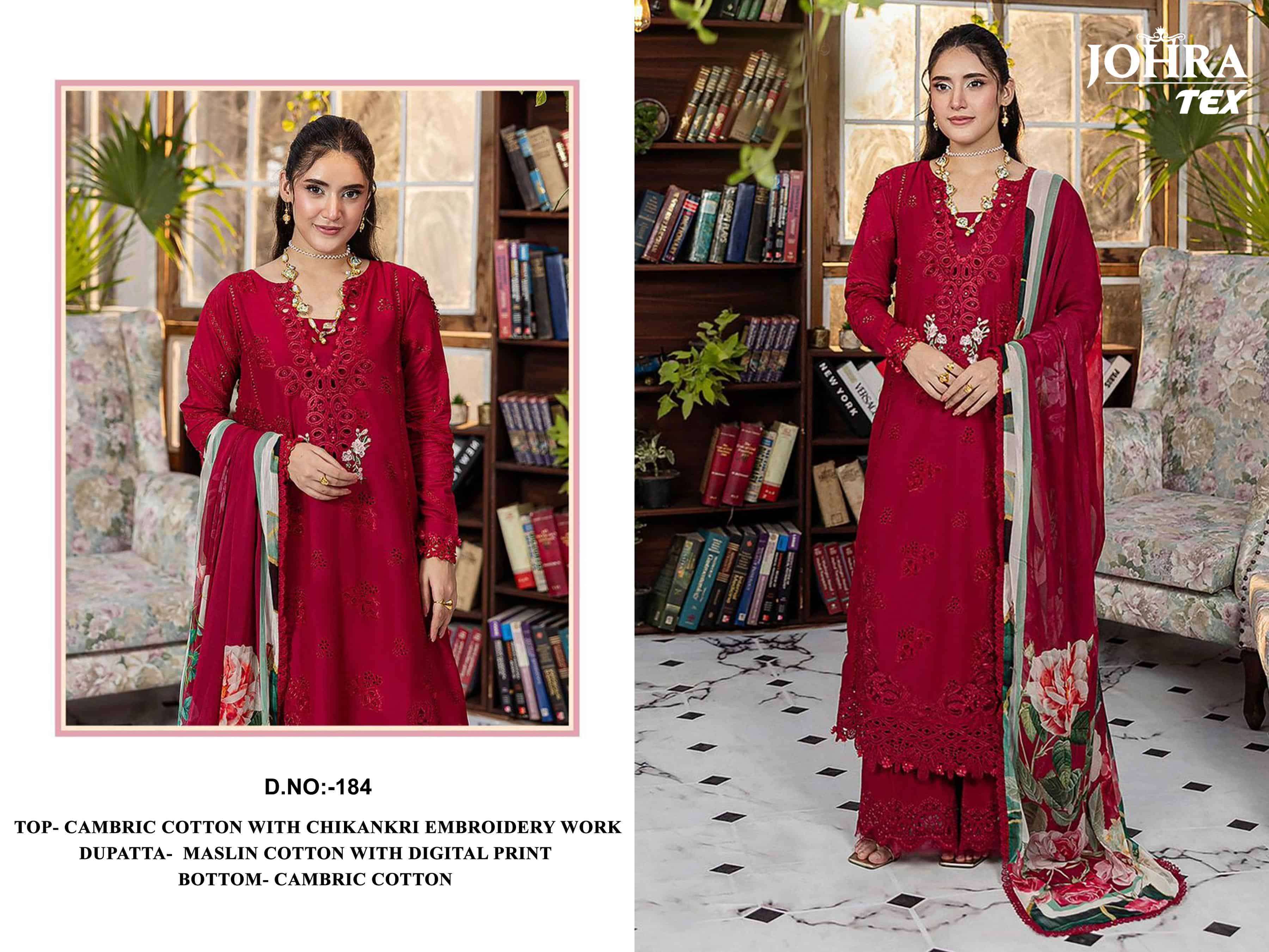 JOHRA TEX JT-184 PURE COTTON EMBROIDERY DRESSES-00071