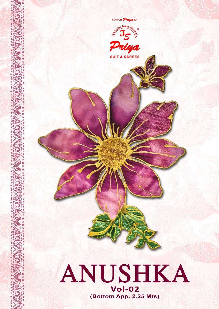 JS PRIYA ANUSHKA VOL-2 2001 TO 2010 SERIES PURE COTTON EMBROIDERY DRESSES-00015