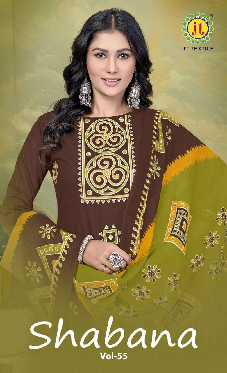 JT TEXTILE SHABANA VOL-55 55001 TO 55010 SERIES PURE COTTON PRINTED DRESSE-00015