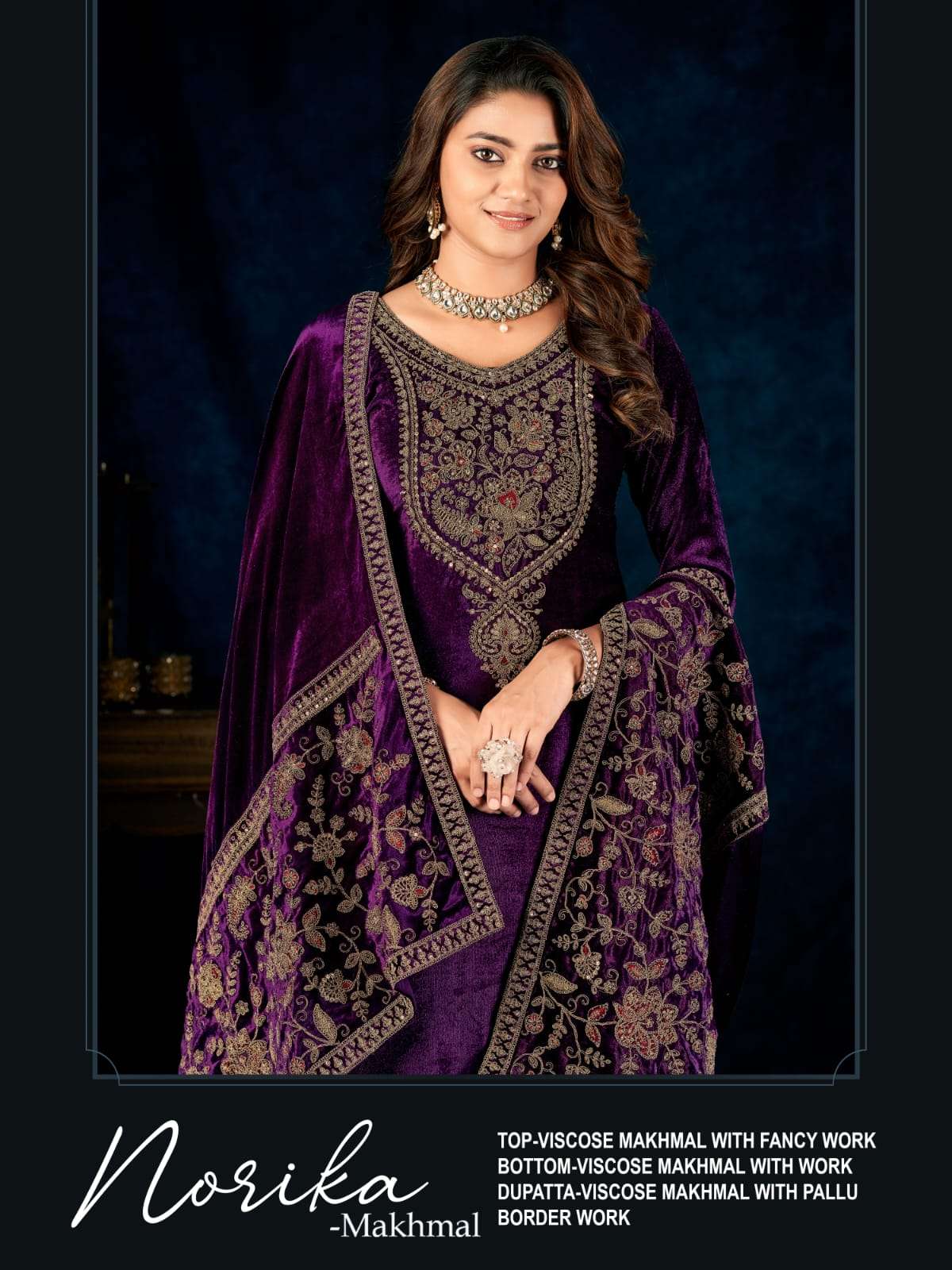 KALARANG NORIKA PURE MAKHMAL VELVET EMBROIDERY DRESSES-00402