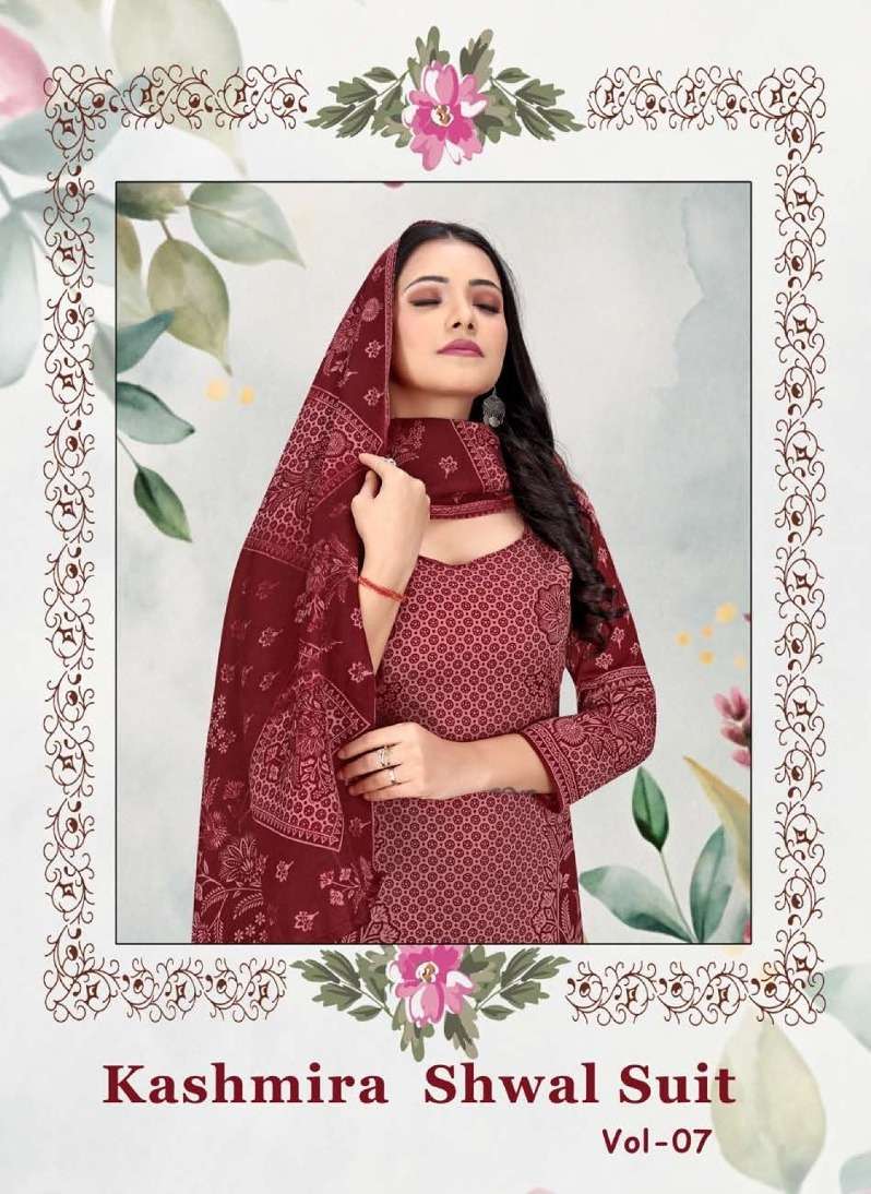 KASHMIRA SHWAL SUIT VOL-7 1001 TO 1008 SERIES PURE PASHMINA EMBROIDERY DRESSES-00015