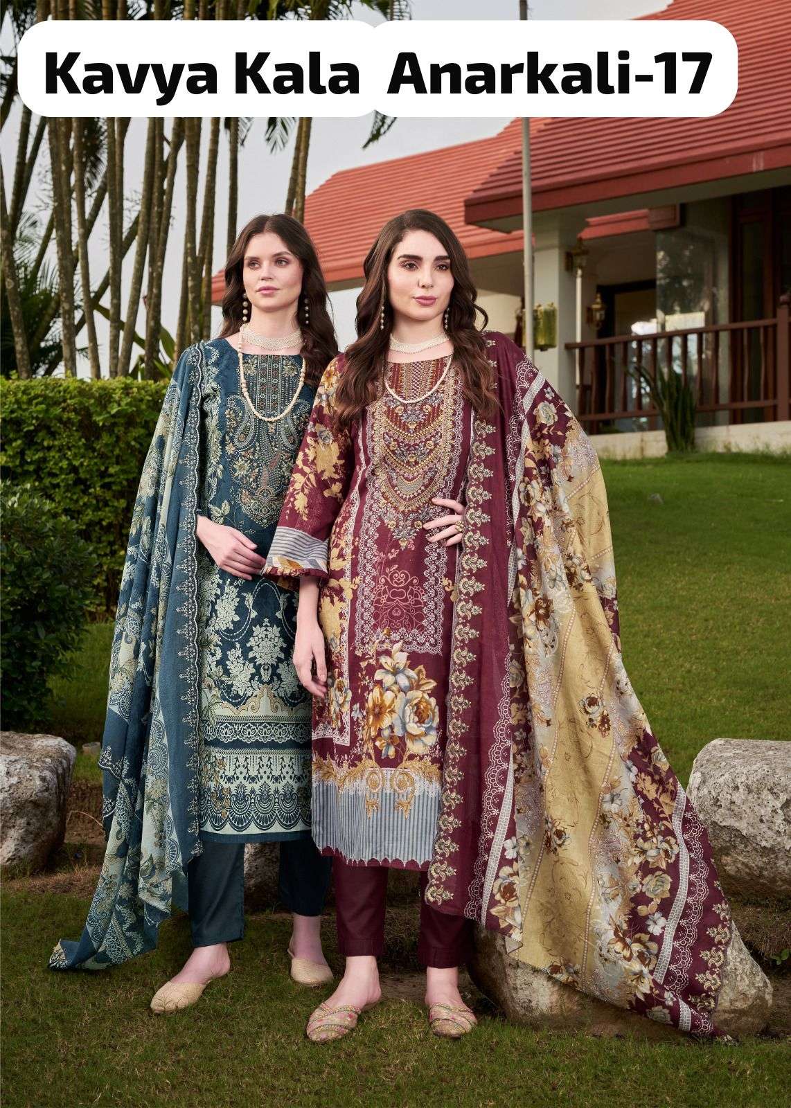 KAVYAKALA ANARKALI VOL-17 1001 TO 1008 SERIES PURE COTTON PRINTED EMBROIDERY DRESSES-00201