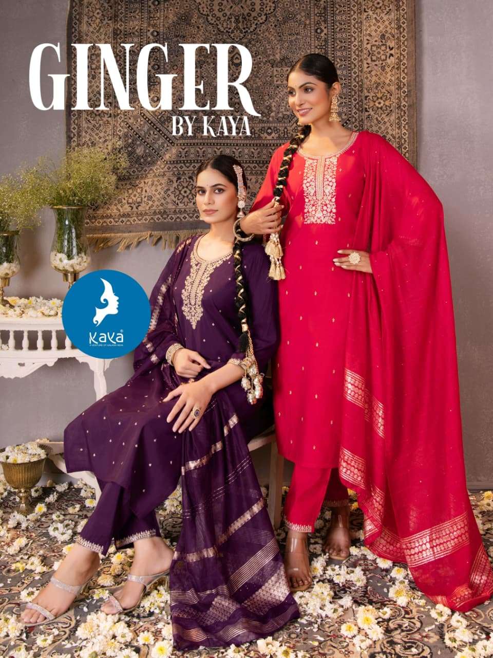 KAYA GINGER 01 TO 06 SERIES PURE ROMAN SILK DRESSES-00014