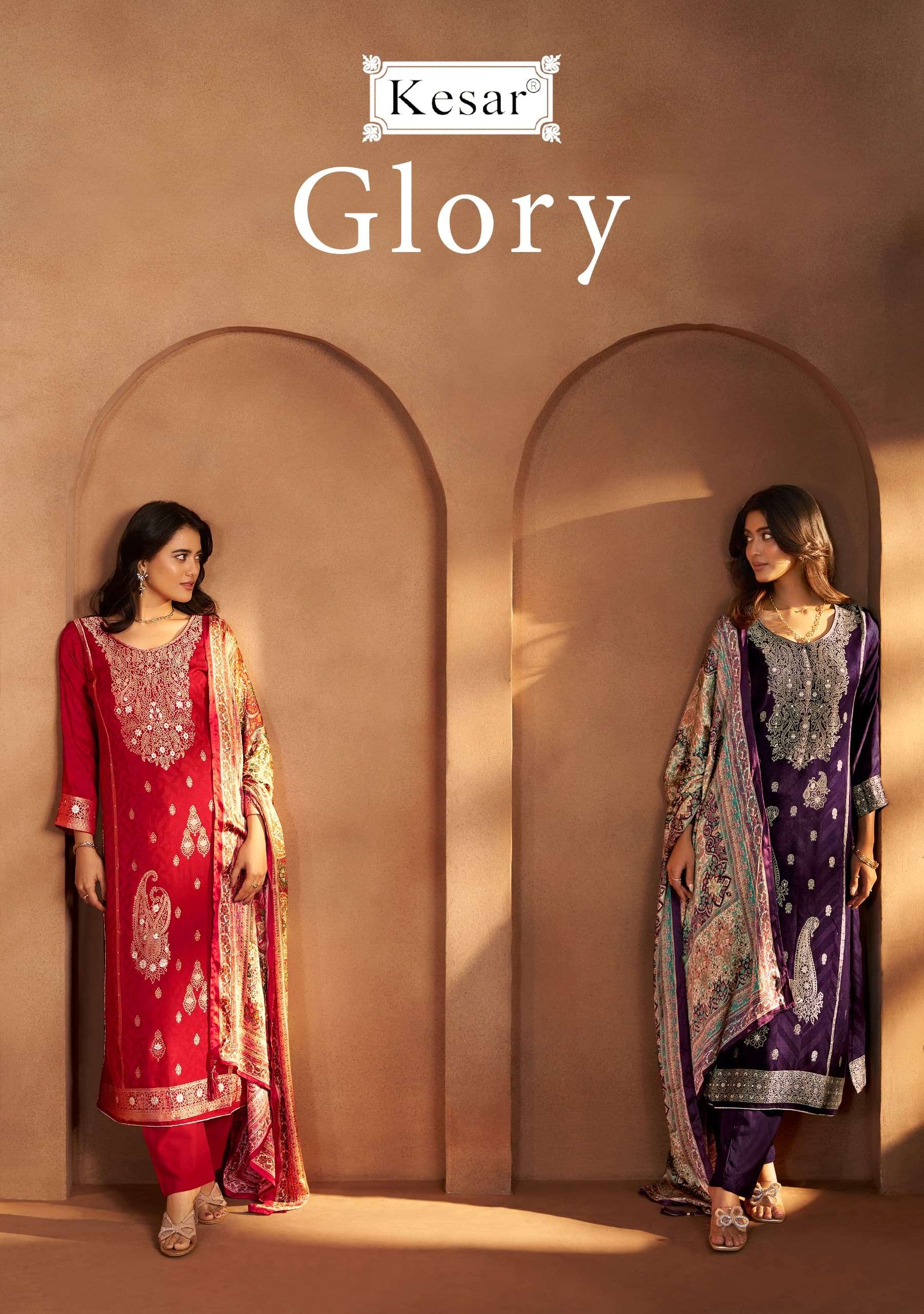 KESAR GLORY 1001 TO 1004 SERIES PURE VISCOSE PASHMINA PAKISTANI DRESSES-00402