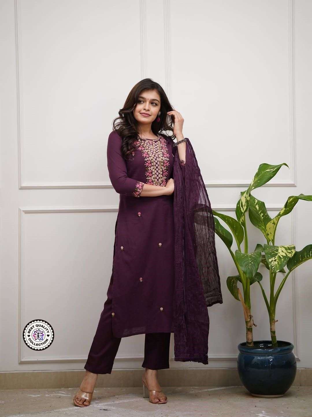 KF-1010 BY ASLIWHOLESALE DESIGNER PURE RAYON  EMBROIDERY DRESSES-00096