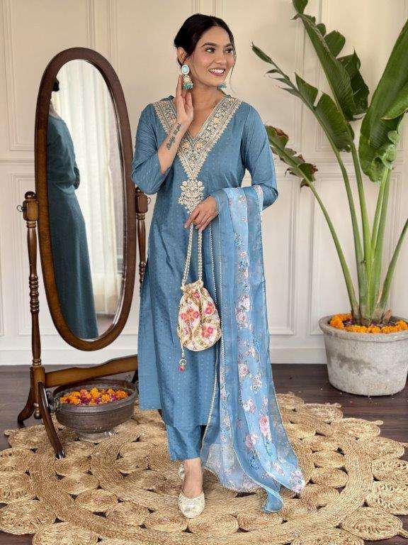  KF-104 BY ASLIWHOLESALE DESIGNER PURE VISCOSE RAYON EMBROIDERY DRESSES-00096