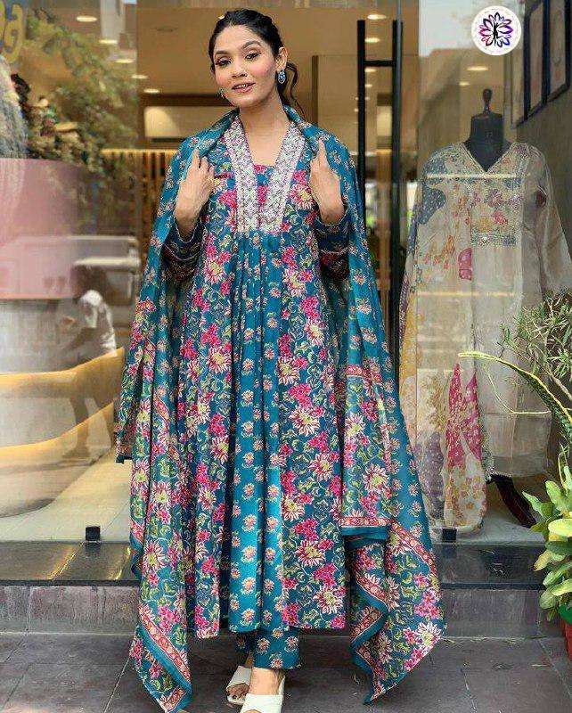 KF-4080 BY ASLIWHOLESALE DESIGNER PURE COTTON PRINTED DRESSES-00096