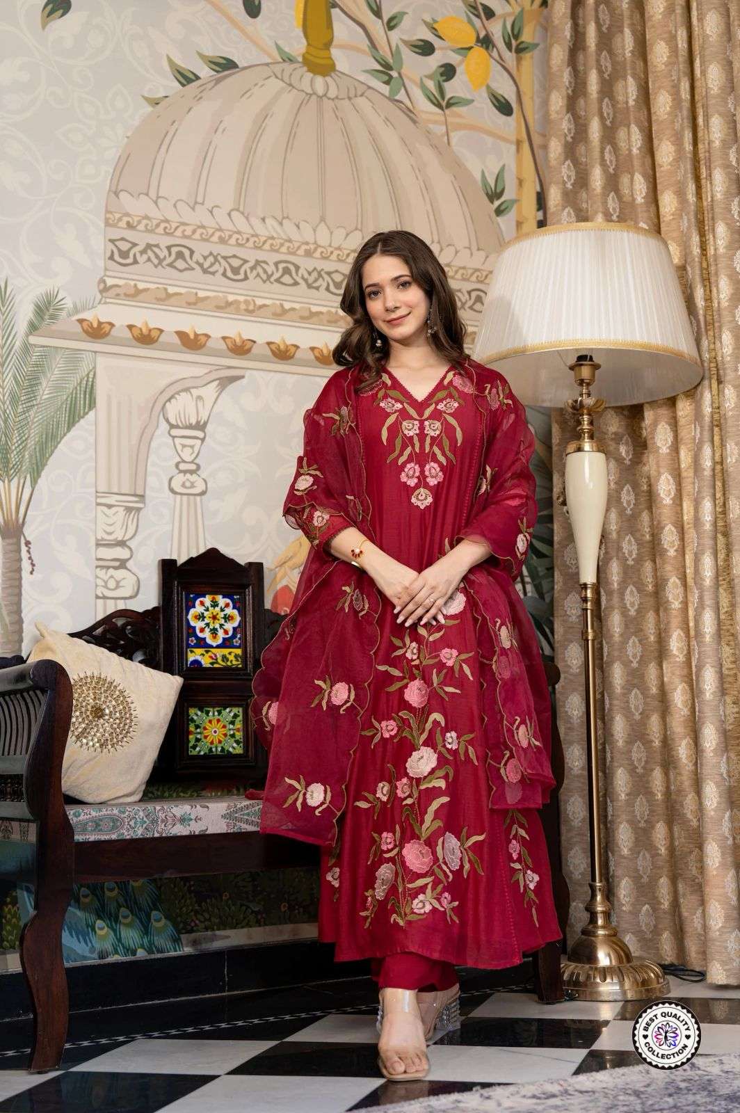 KF-5029 BY ASLIWHOLESALE DESIGNER PURE VISCOSE EMBROIDERY DRESSES-00096