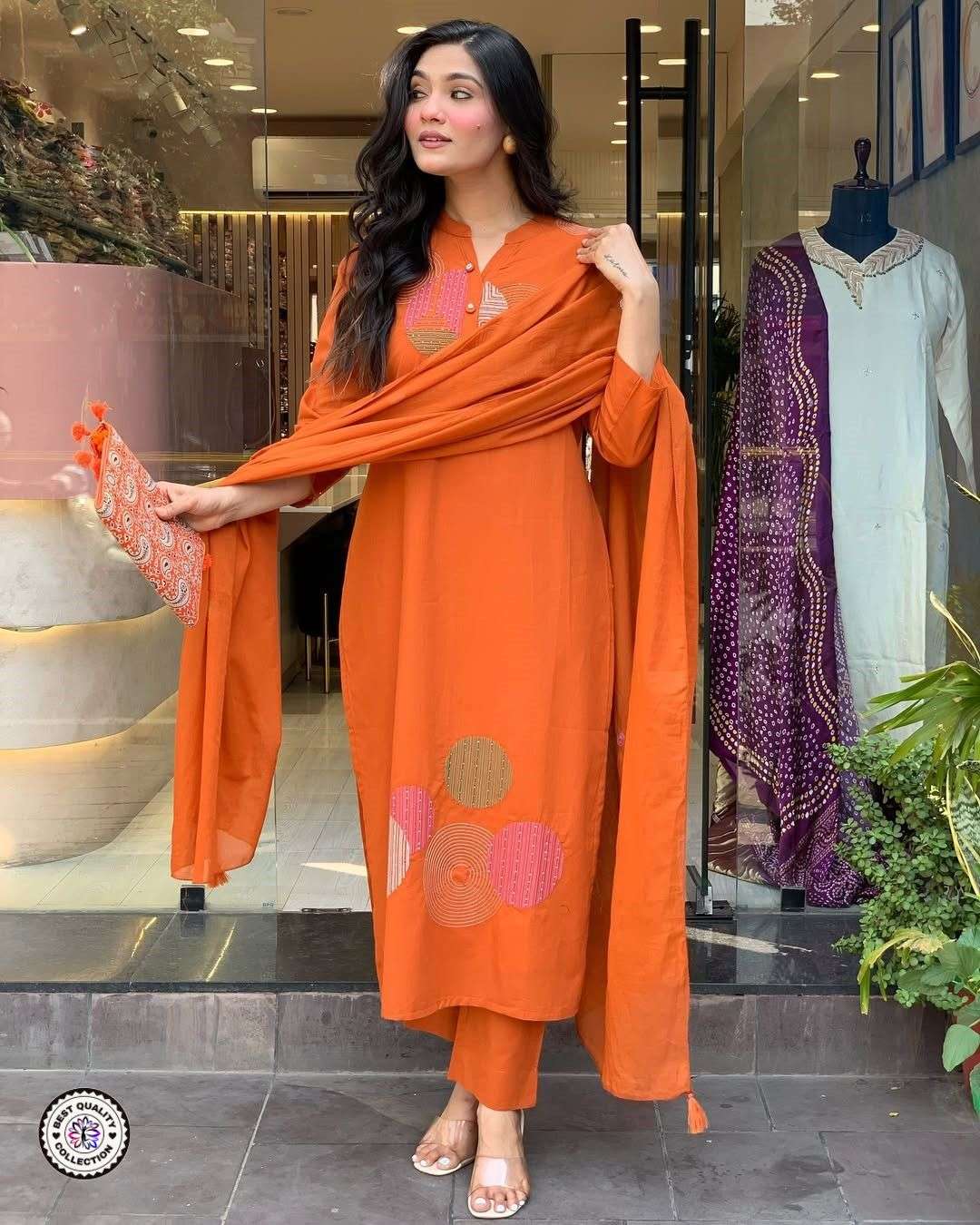 KF-6027 BY ASLIWHOLESALE DESIGNER PURE RAYON EMBROIDERY DRESSES-00096