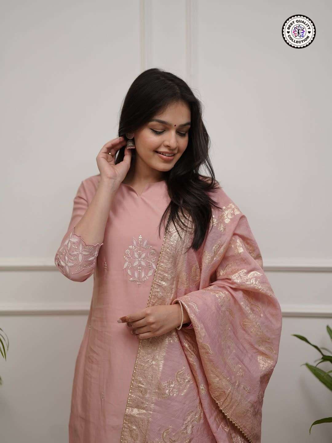 KF-6028 BY ASLIWHOLESALE DESIGNER PURE CHANDERI EMBROIDERY DRESSES-00096
