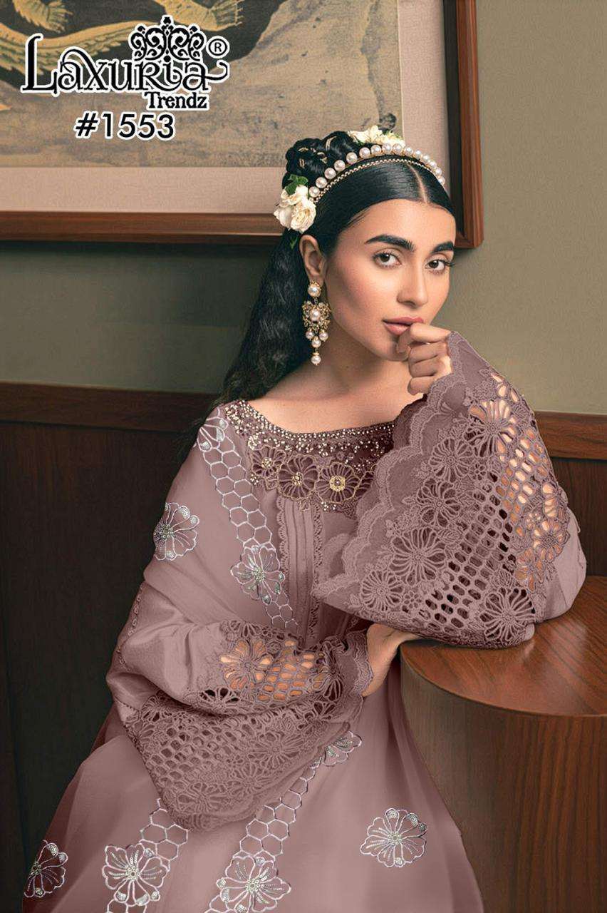 LAXURIA 1553 COLOUR PURE SATIN EMBROIDERY PAKISTANI DRESSES-00005