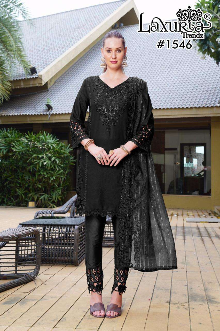 LAXURIA TRENDZ 1546 PURE CAMRIC EMBROIDERY PAKISTANI DRESSES-00005