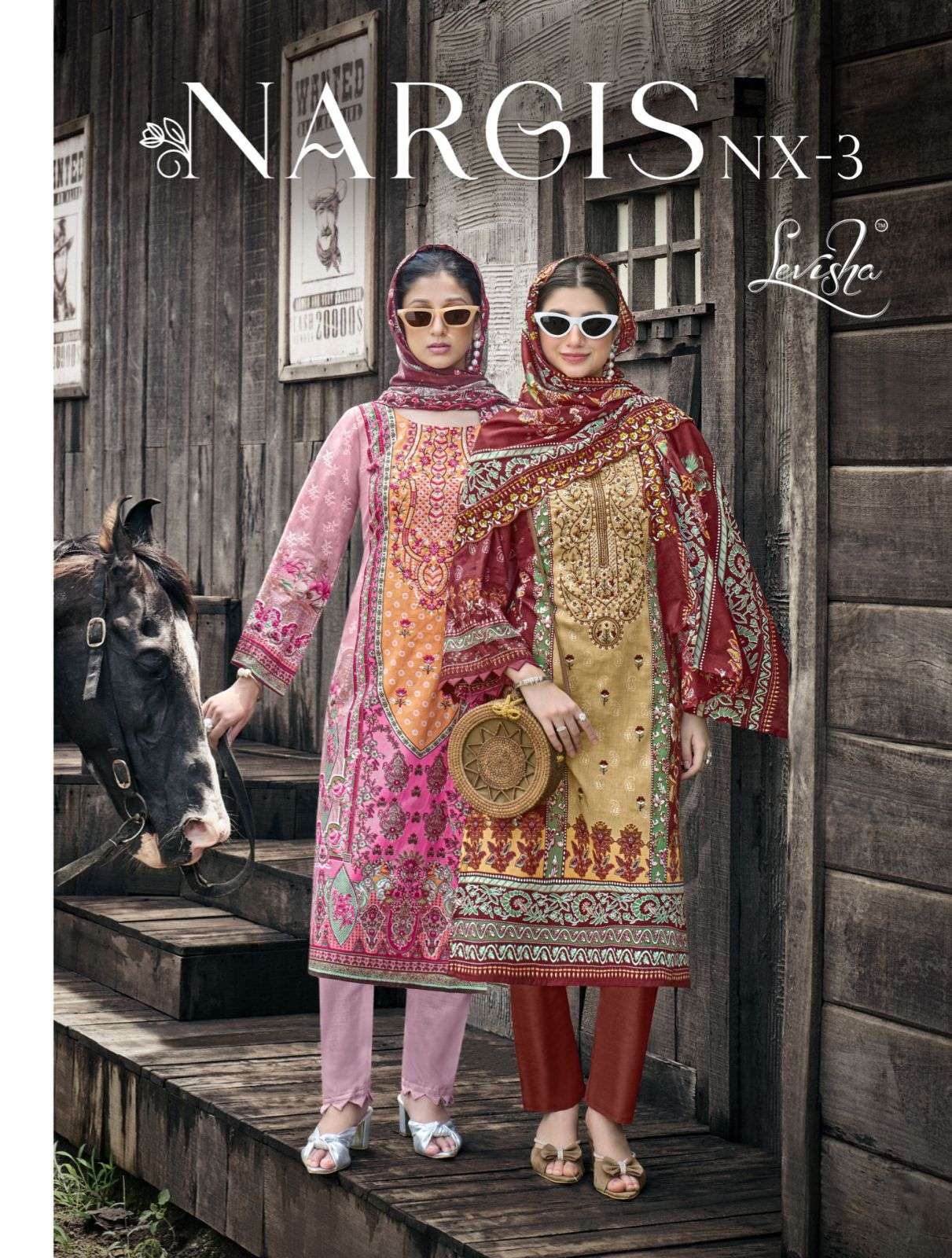 LEVISHA NARGIS NX VOL-03 3013 TO 3018 SERIES PURE LAWN COTTON EMBROIDERY PAKISTANI DRESSES-00011