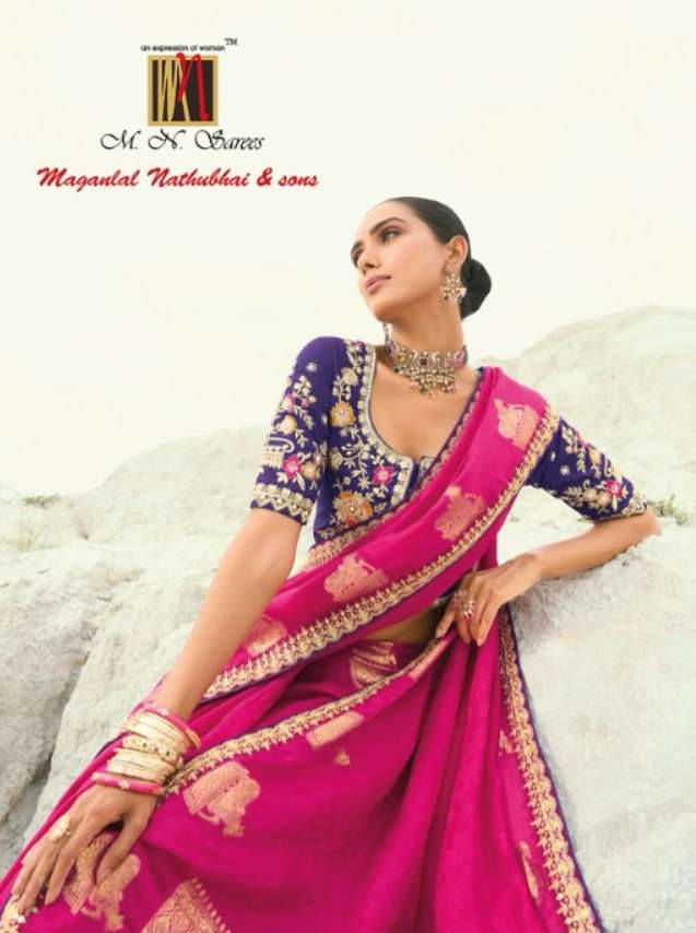 M.N SAREES SHAHI POSHAK VOL-07 8201 TO 8208 SERIES PURE VISCOSE SATIN SAREES-00137
