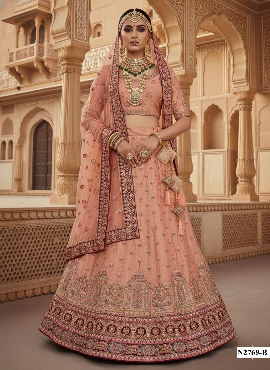 MAHOTSAV NIMAYA VOL-4 N2767 TO N2769 SERIES PURE SILK NET EMRBOIDERY LEHENGAS-00276